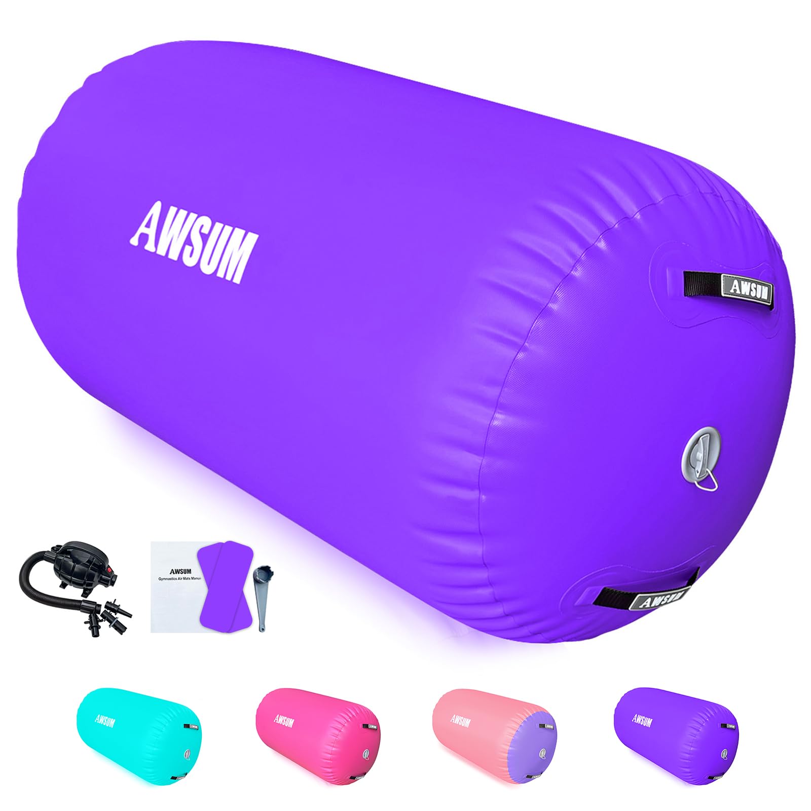 AWSUM Aufblasbare Air Rolle, Turnen Air Matte Rolle Air Barrel mit elektrischer Luftpumpe für Gymnastikmatte Backflip Yoga Air Tumbling Track Balance Trainer Trainingshilfe