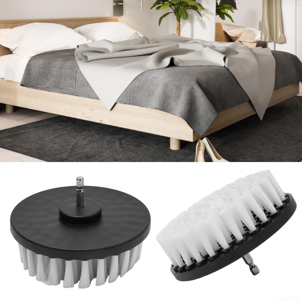 Spazzola per trapano elettrico da 5 pollici per tappeti, pelle e tappezzeria, compatibile con trapani a batteria, strumento di pulizia in plastica da 12,7 cm
