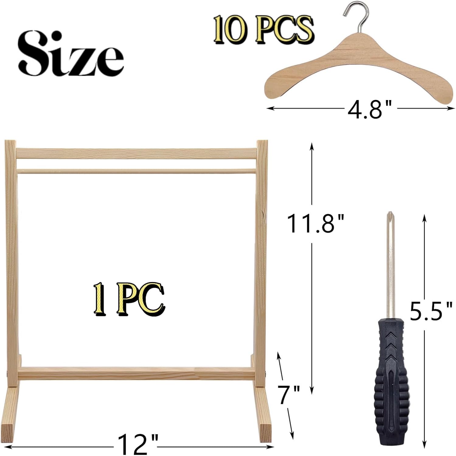 TANG SONG paquete de perchero pequeño de madera para muñecas
