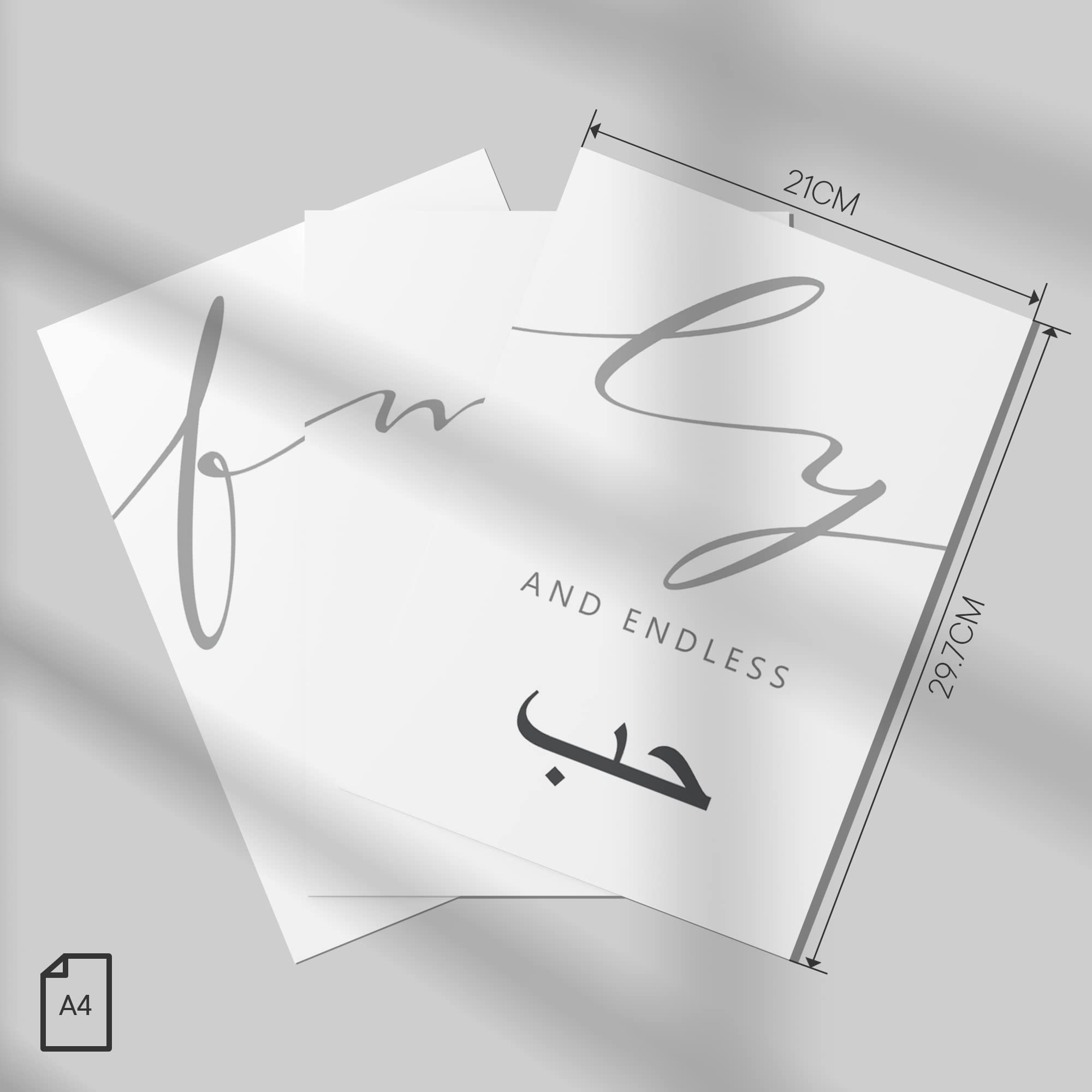 Islamic Wall Art Without Frames Patience, Gratitude and Love. 3 Piece