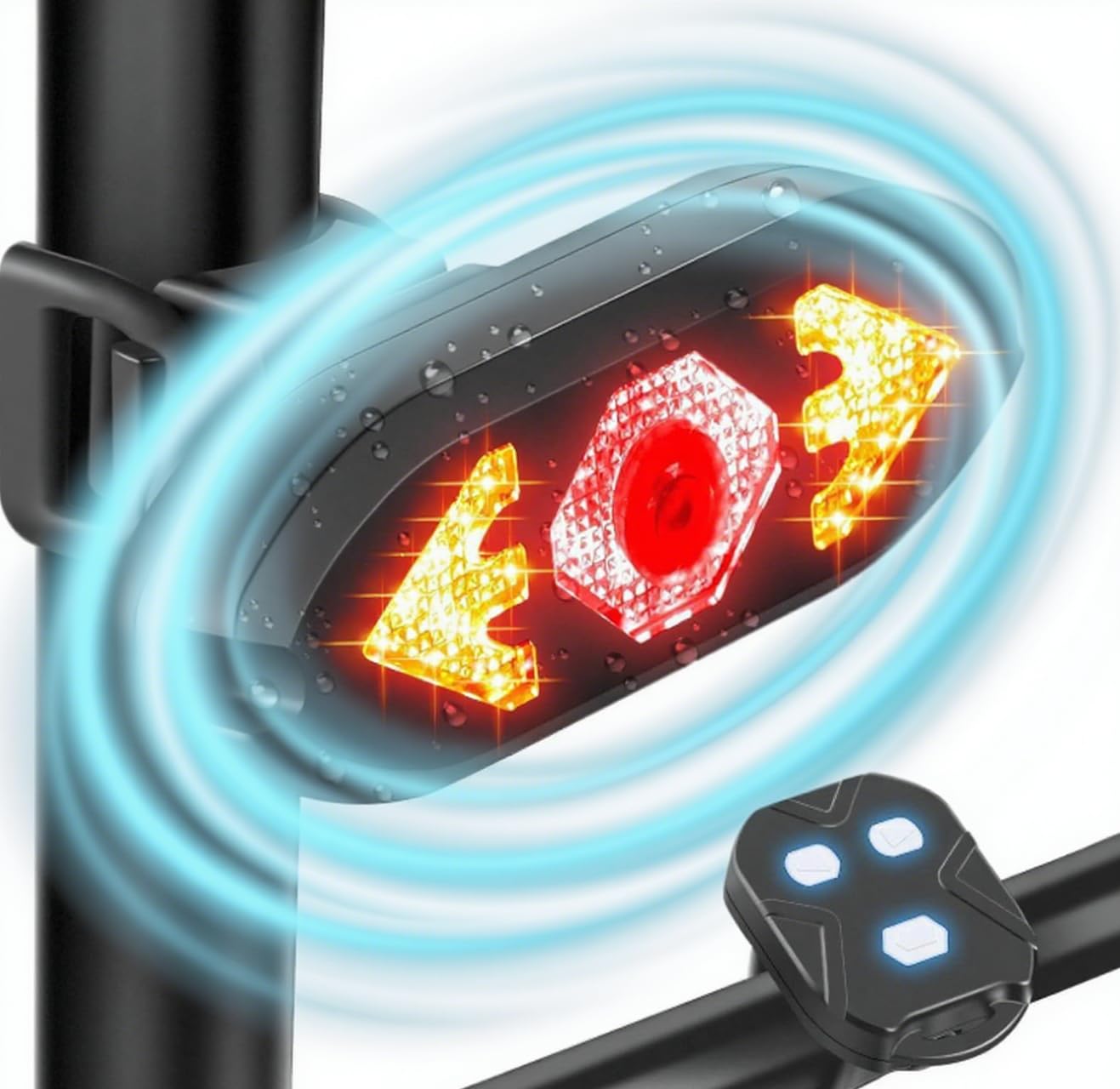 Clignotant Vélo Rechargeable USB avec Klaxon 120 DB Étanche Feu Arrière avec Télécommande Ultra Lumineux pour Nuit