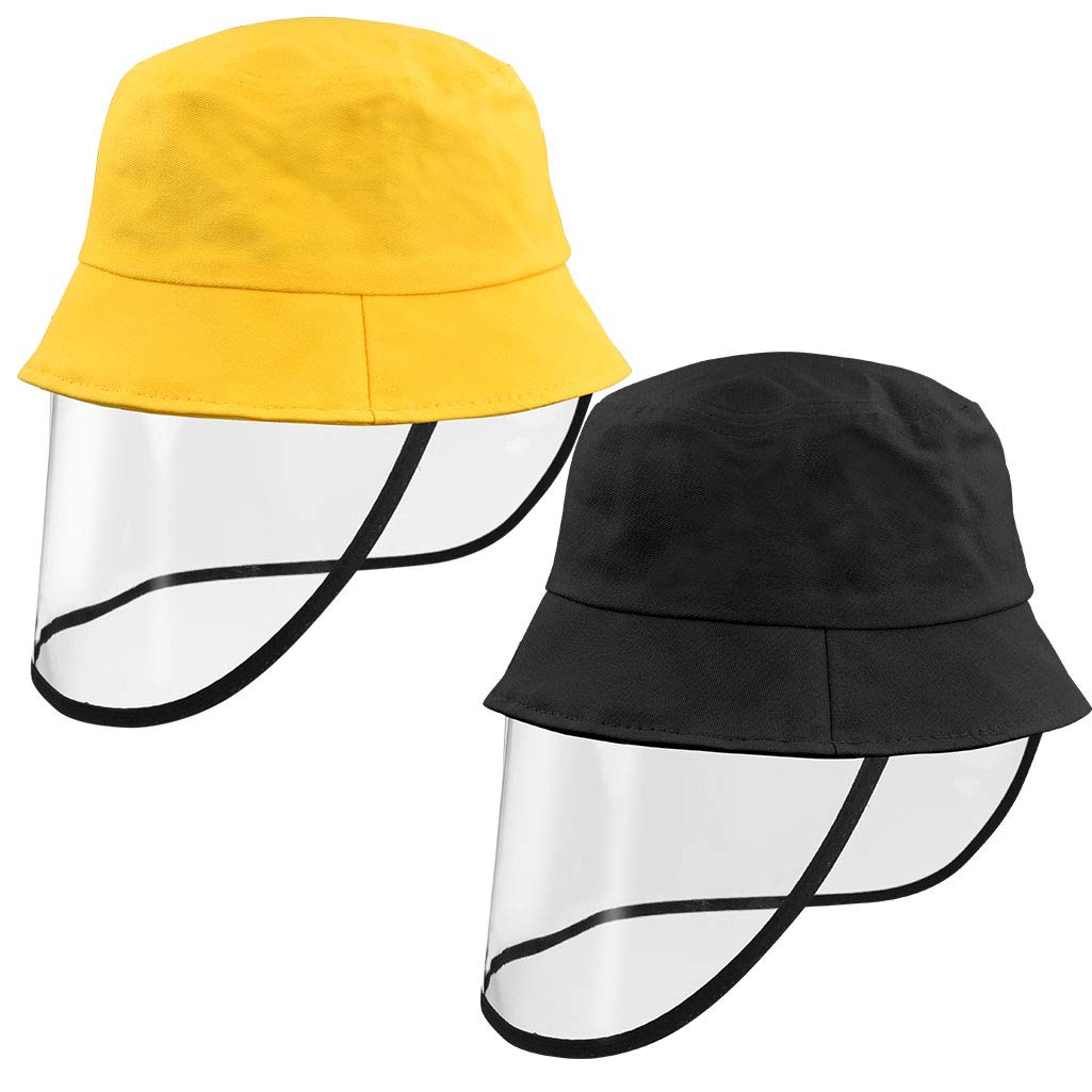 2pcs Boy Girl's Summer Beach Cap Kids Dustproof Sun Hat Cotton Packable Summer Hats Visor Hat Fisherman Cap Black and Yellow