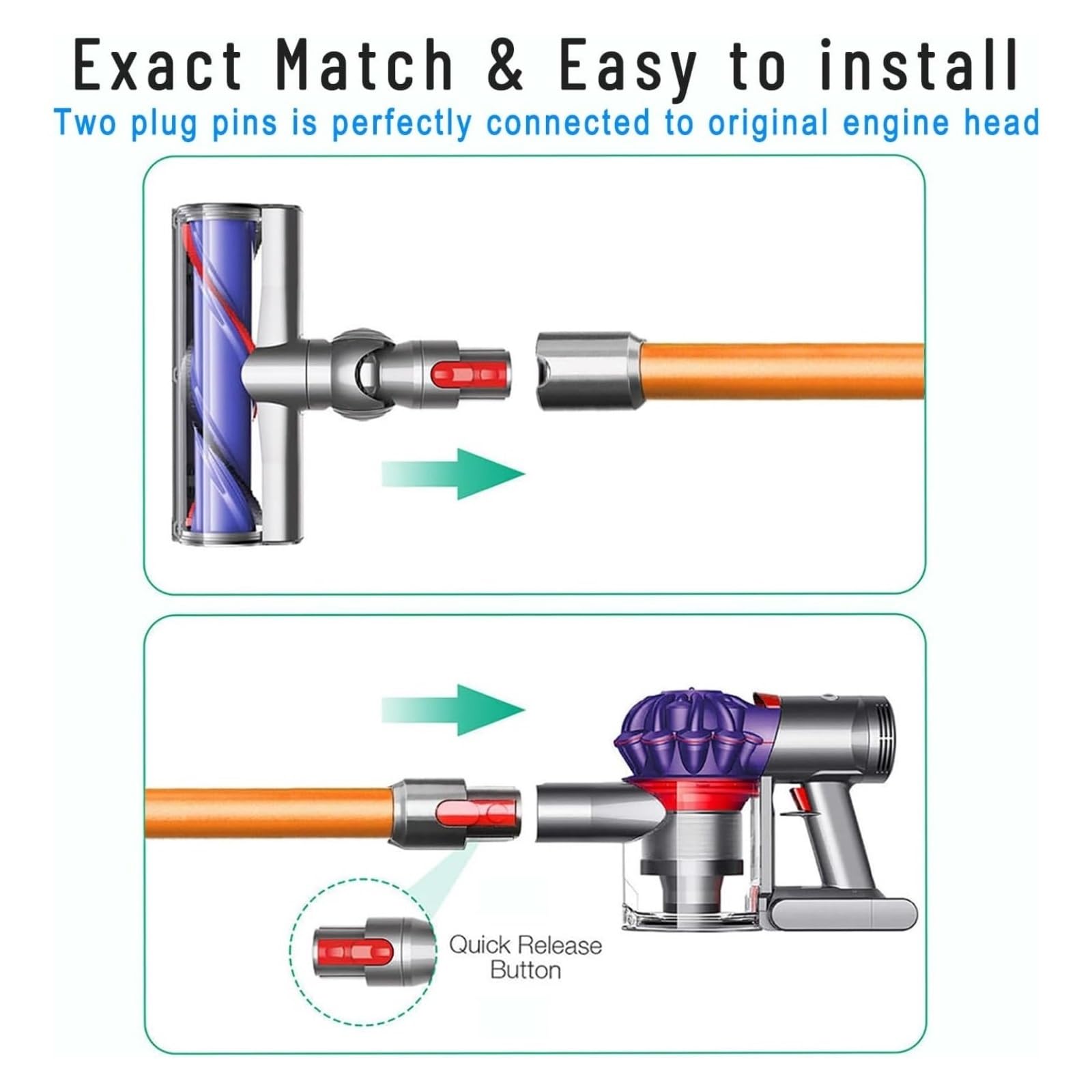 Replacement rod tube, Tubo di prolunga a sgancio rapido for aspirapolvere, compatibile con Dyson V15 V11 V10 V8 V7, accessori di ricambio for tubo di prolunga arancione,Suitable for home offices