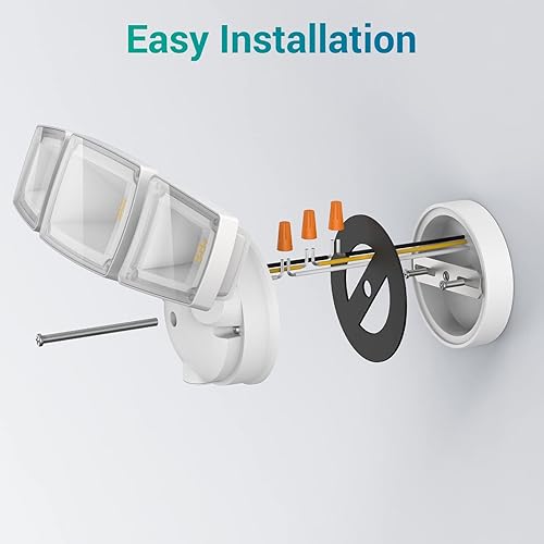 Miniatura 7 de USTELLAR Luz de inundación LED de 55 W para exteriores, luz de inundación para exteriores con 3 cabezales ajustables, luz de seguridad controlada
