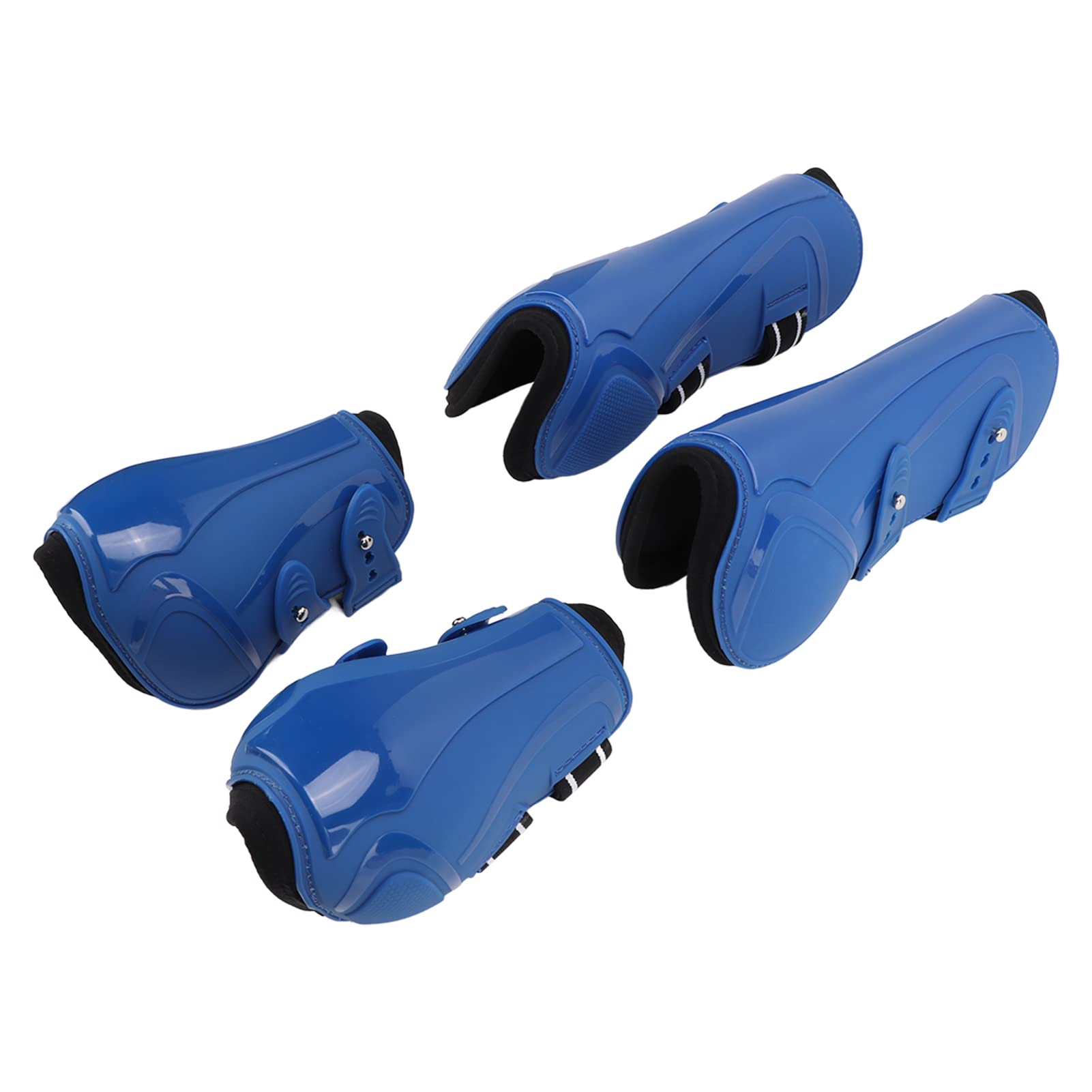 Horse Leg Guard, 2 Pair PU Shell Horse Front Back Leg Guard Boot Wrap Protective Boots Sturdy and ShockAbsorbing Horse Fly Protection Leg Guards Set During Jump(Blue) (Blue Set of Four Middle)
