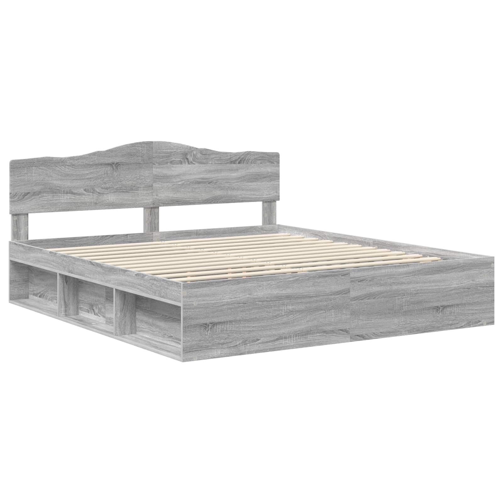 Telaio per letto Sonoma grigio in legno di pino massiccio con rete a doghe, 180 x 200 cm, letto super king size, per camera da letto e camera degli ospiti, stabile struttura con testiera