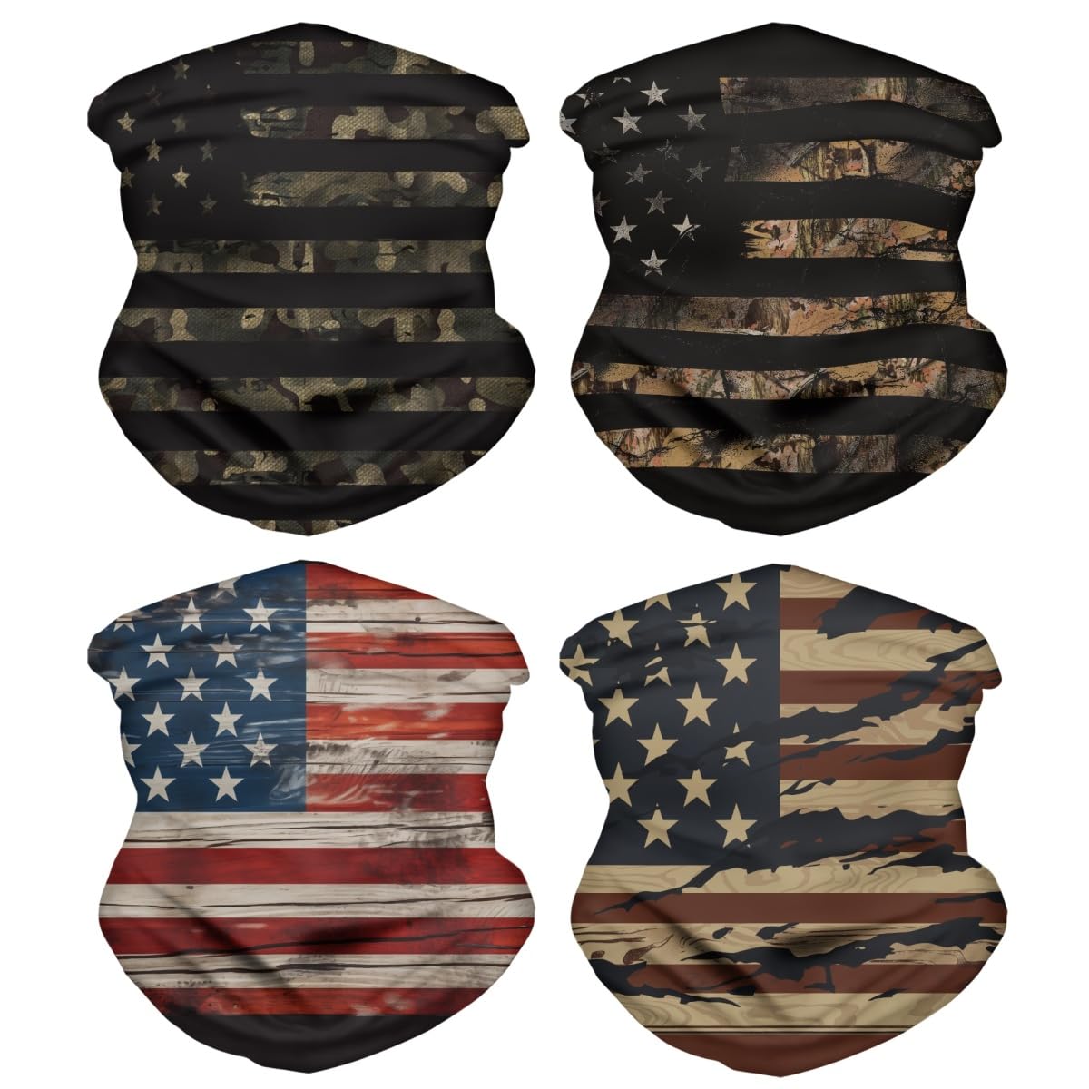 GLUDEAR Seamless Rave Bandana Headband Headwear Balaclava Head Wrap Scarf Neck Women Men,4pcs American Flag