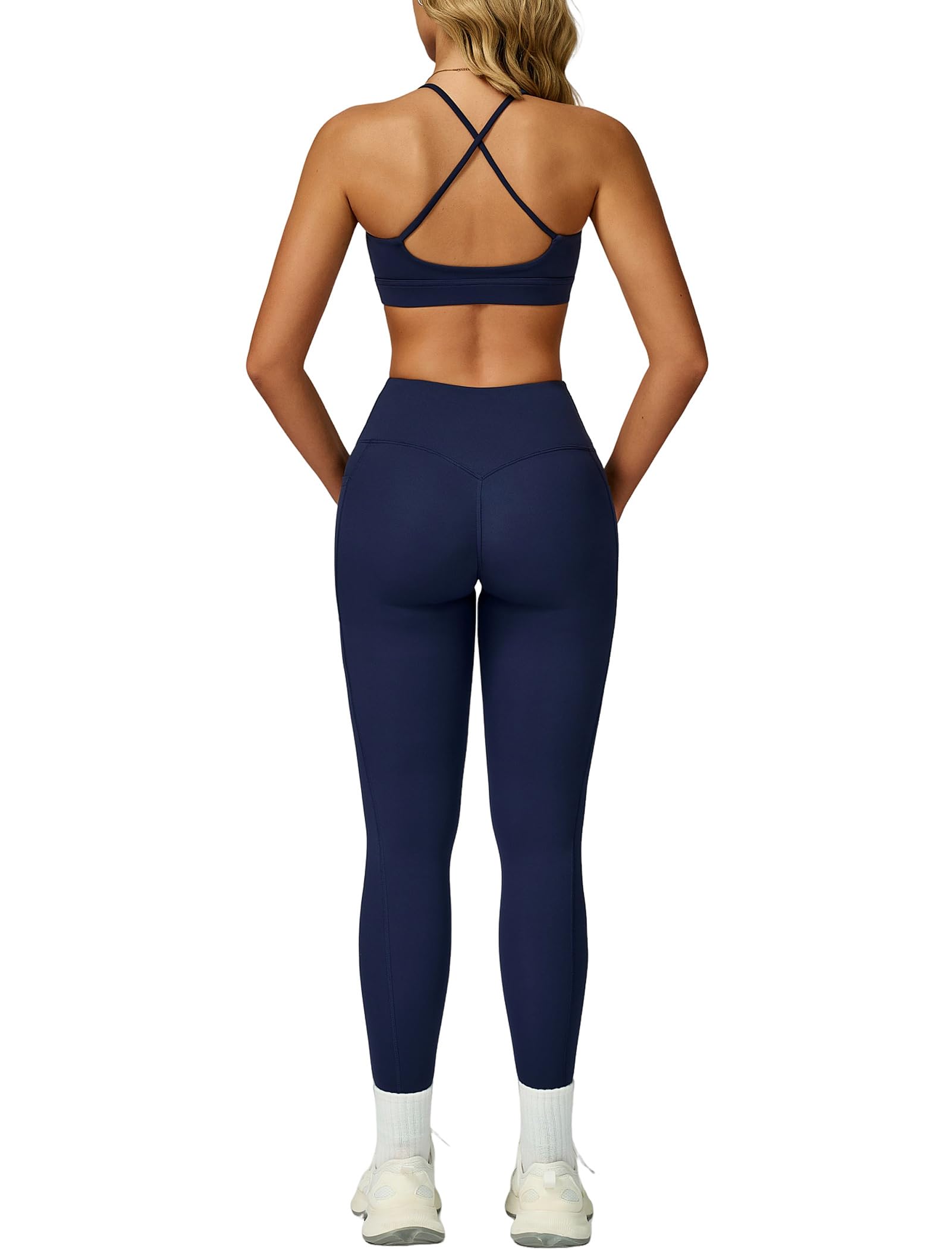 Two Piece Workout Sets For Women Sport Bra Matching High Waist Scrunch Butt Leggings Gym Yoga Active Wear