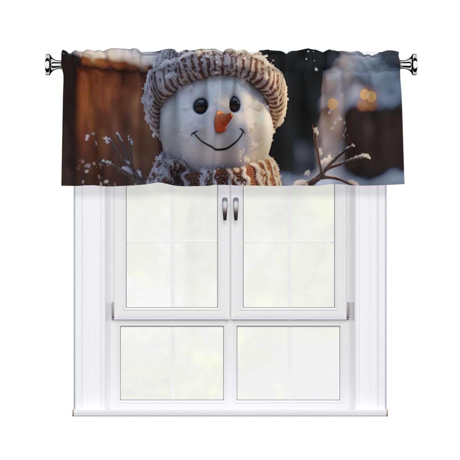 MXZERFKGLA Window Valance Kitchen Curtains 54 x 18 Inch Snowman Valances for Windows Curtain Valance Vintage Short Window Treatment for Kitchen Dining Room Bathroom Bedroom Home Decor
