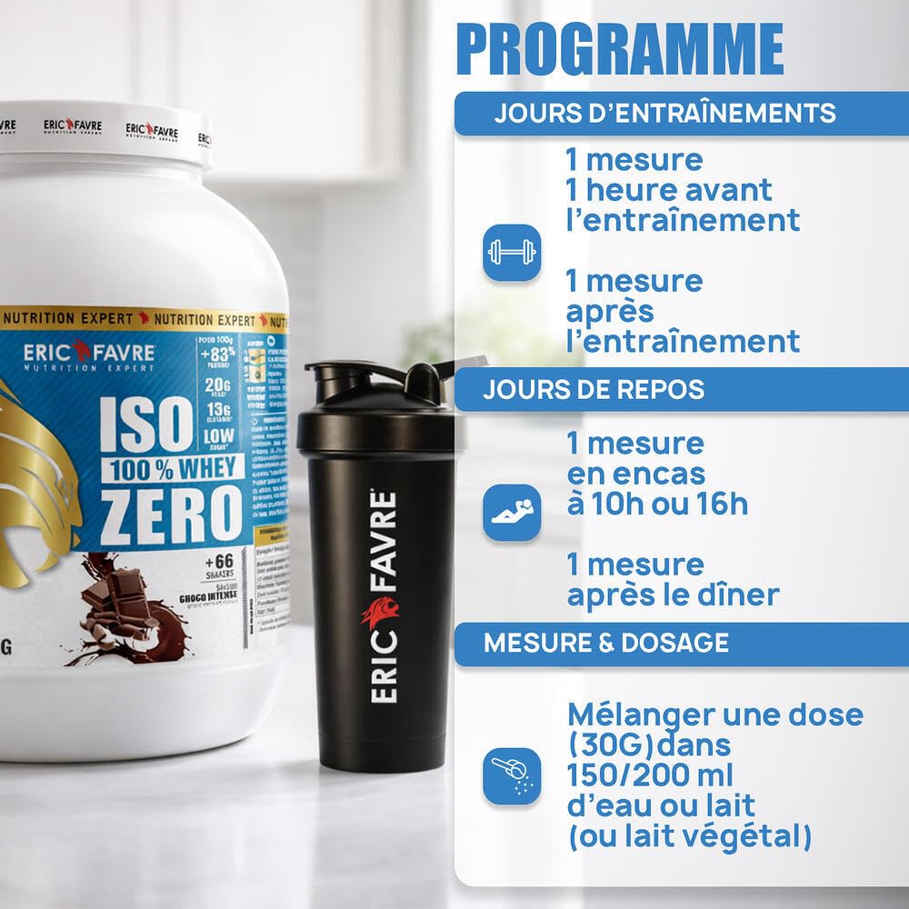 ISO WHEY ZERO 100% Pure Protéine - Pure Whey Protéine Isolate Savoureuse Pour Prise de Masse Musculaire - Assimilable Rapidement - 500g - Saveur Chocotella - Eric Favre