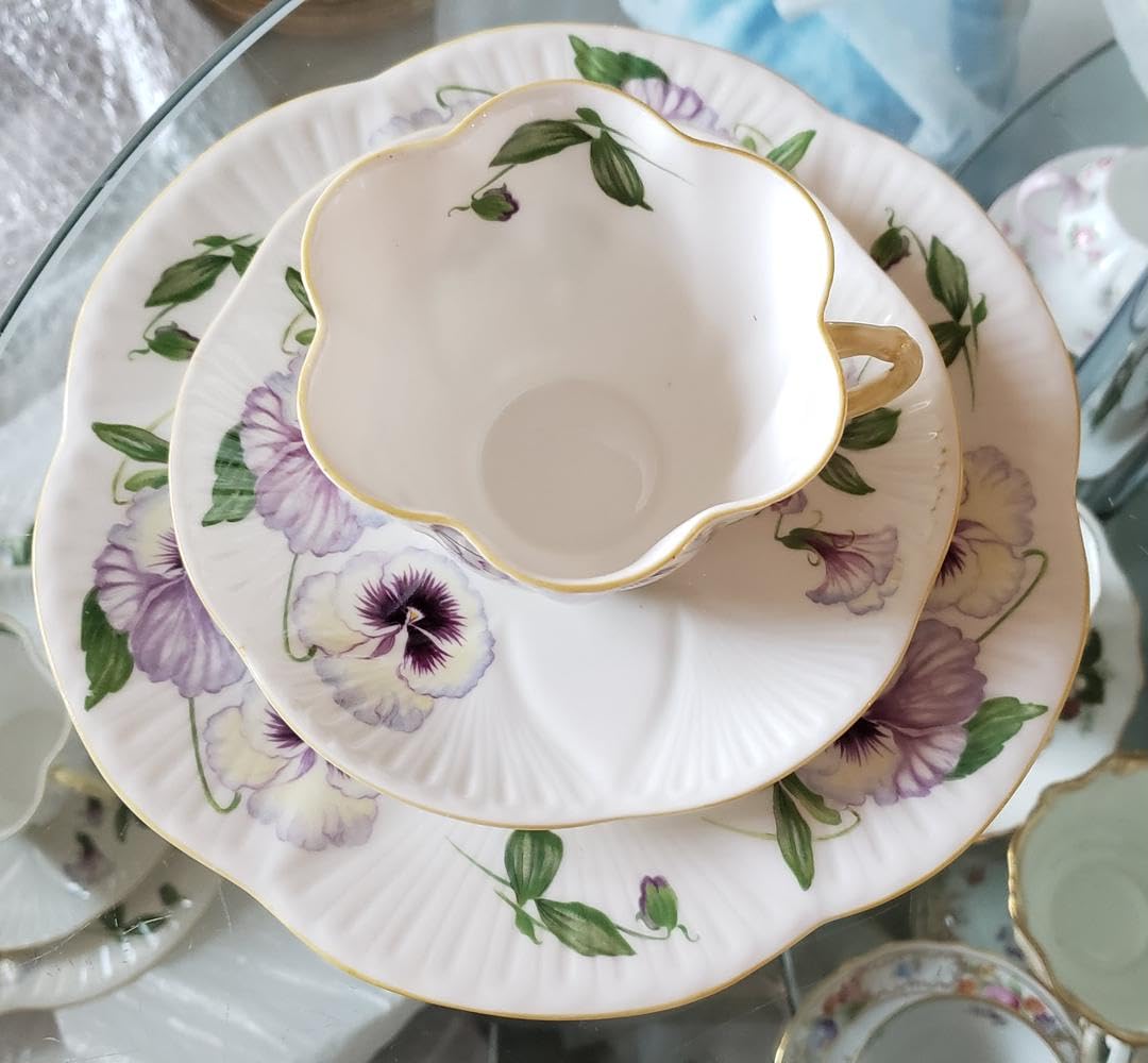 シェリー D パンジー トリオ カップ プレート アンティーク ✩ シェリー D パンジー トリオ カップ プレート アンティーク ✩ 【公式