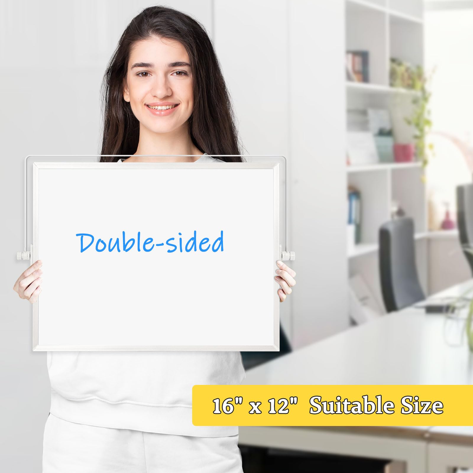 Dry Erase Magnetic White Board 16 x 12 Double-Sided Desktop Whiteboard with Stand Portable Small Whiteboard Set for — view 8