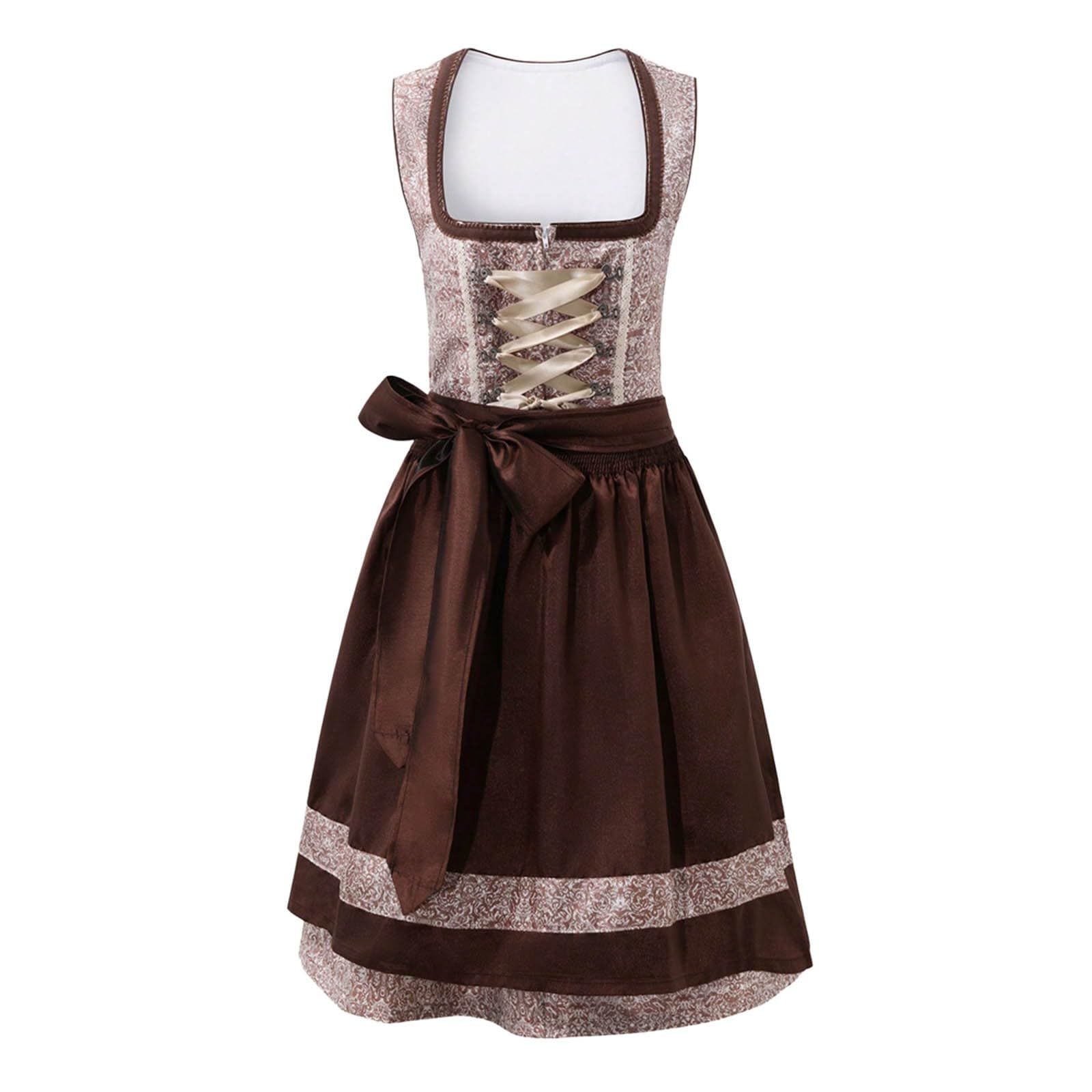 Dirndl Damen Dirndelkleider Trachten Kleid Für Oktoberfest, Oktoberfest Damenkleid Zweiteiliges Dirndl Bierfest Tracht Kostüm Stil Brautjungfer Festliche Traditionelle Deutsche Kultur Verkleidung
