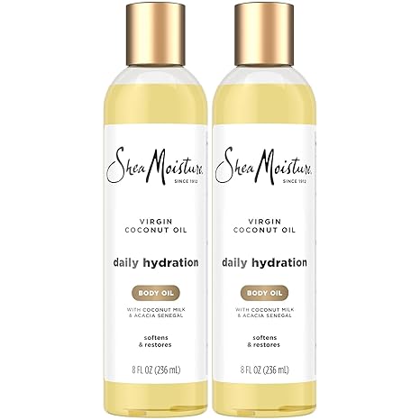 SheaMoisture Body Oil, Daily Hydration 2-Pack – Lightweight, Non-Greasy Moisturizer with Virgin Coconut Oil for Soft, Smooth Skin, 8 Oz Ea