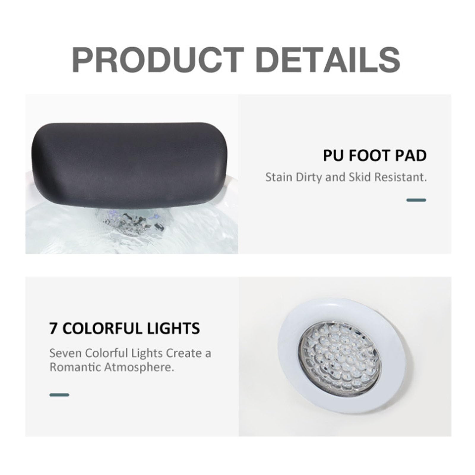 Foot Massager Foot Bath Hydromassage with Bubble Heat Vibration Foot Bath Colorful Lamp for Stress Relief Pedicure Accessories(Bath)