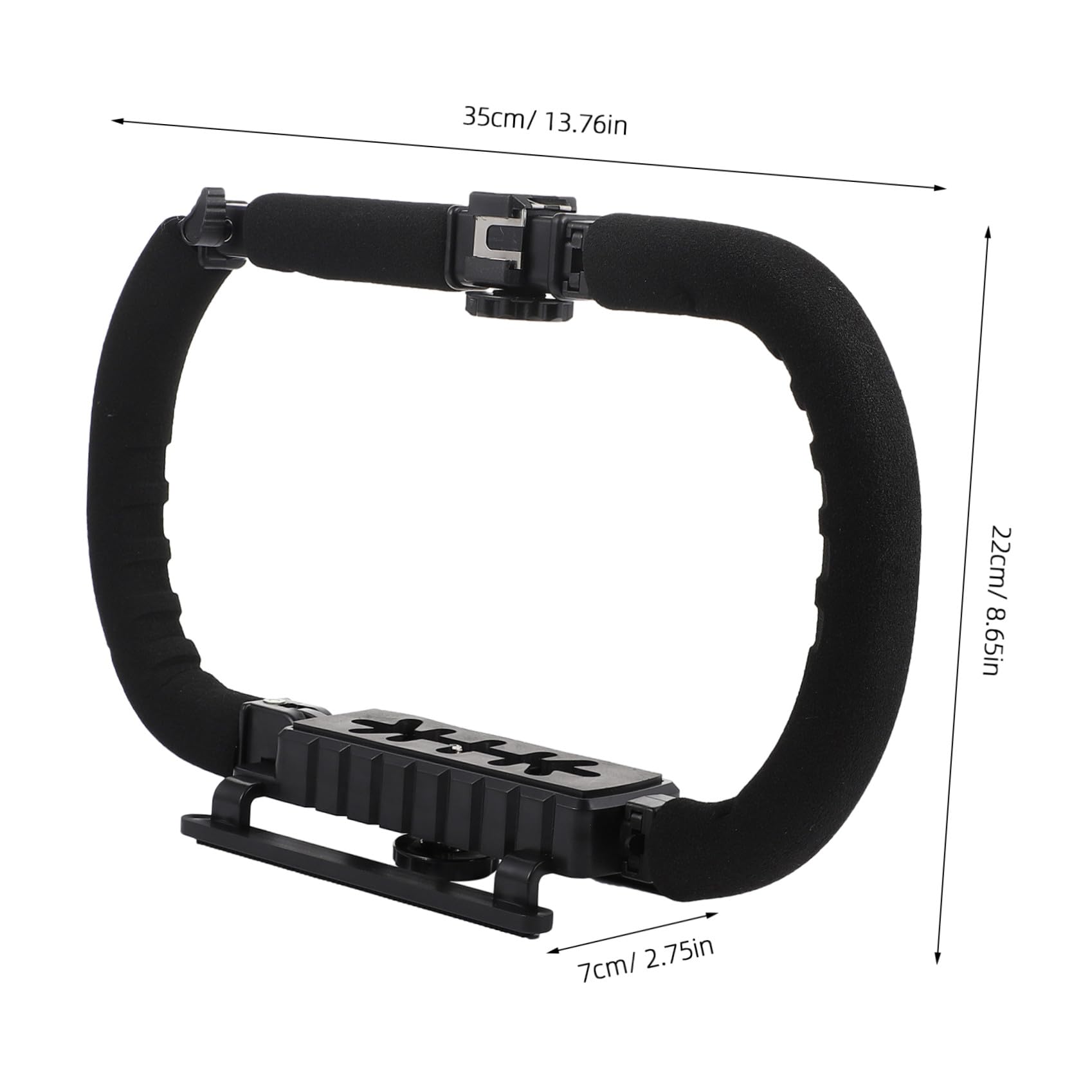 Artibetter Stabilizzatore per Videocamera e Smartphone Nero Impugnatura in Spugna e Supporto per Tre Hot Shoe, Vite da 1/4 Pollice per Riprese Professionali