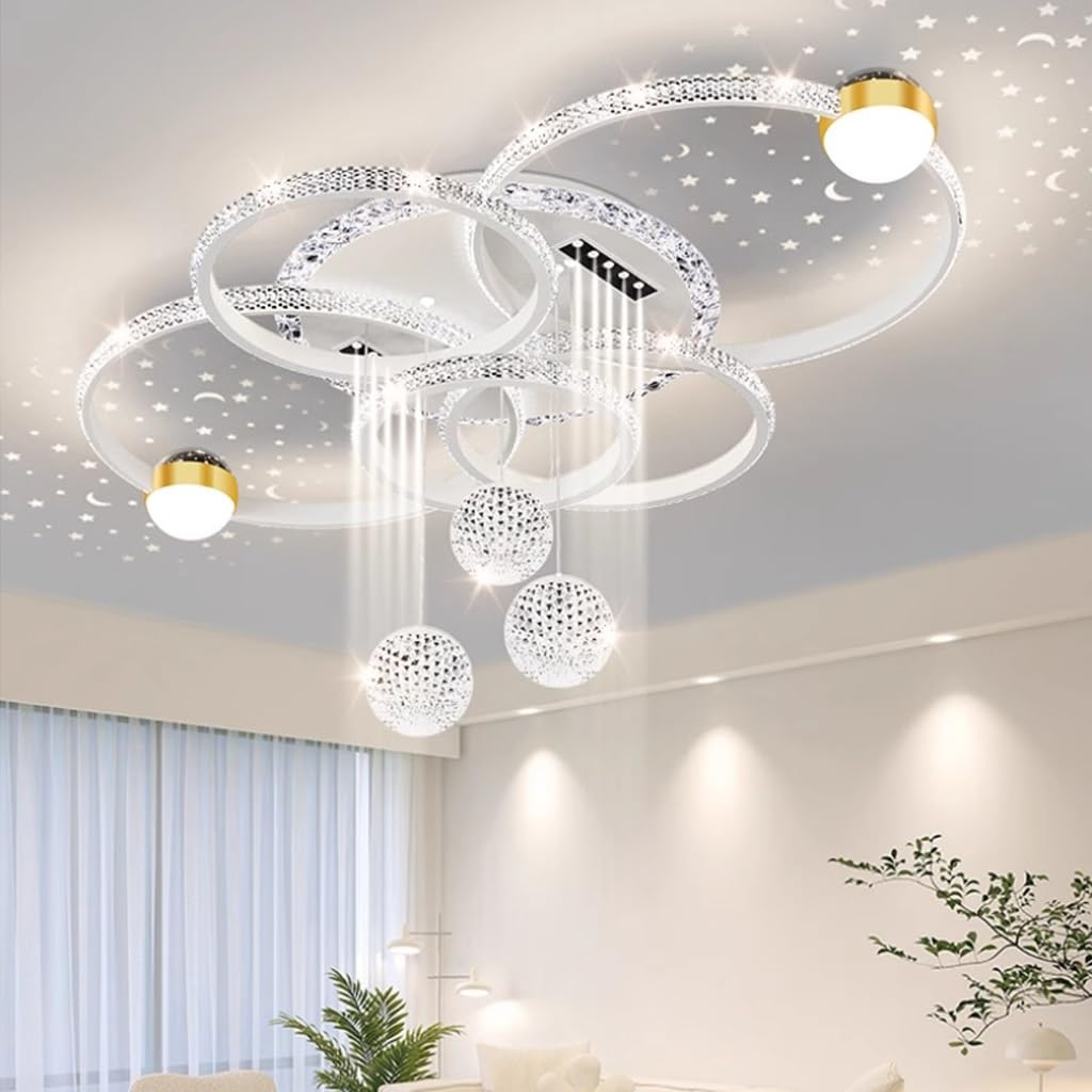Plafonnier LED En Cristal Moderne À Intensité Variable Avec Télécommande, Couleur De La Lumière/luminosité Réglable, Lampe De Salon, Chambre À Coucher, Cuisine Et Bureau En Cristal Acrylique(White)