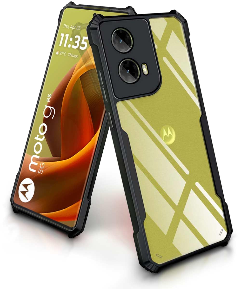 BASECASE Shock Proof Crystal Clear Back Case Mobile Cover for Motorola Moto G85 5G (Hard | Hybrid PC + TPU | Full Armour Device & Camera Protection | Black) (B0D9Y561KY) Amazon Price History, Amazon Price Tracker