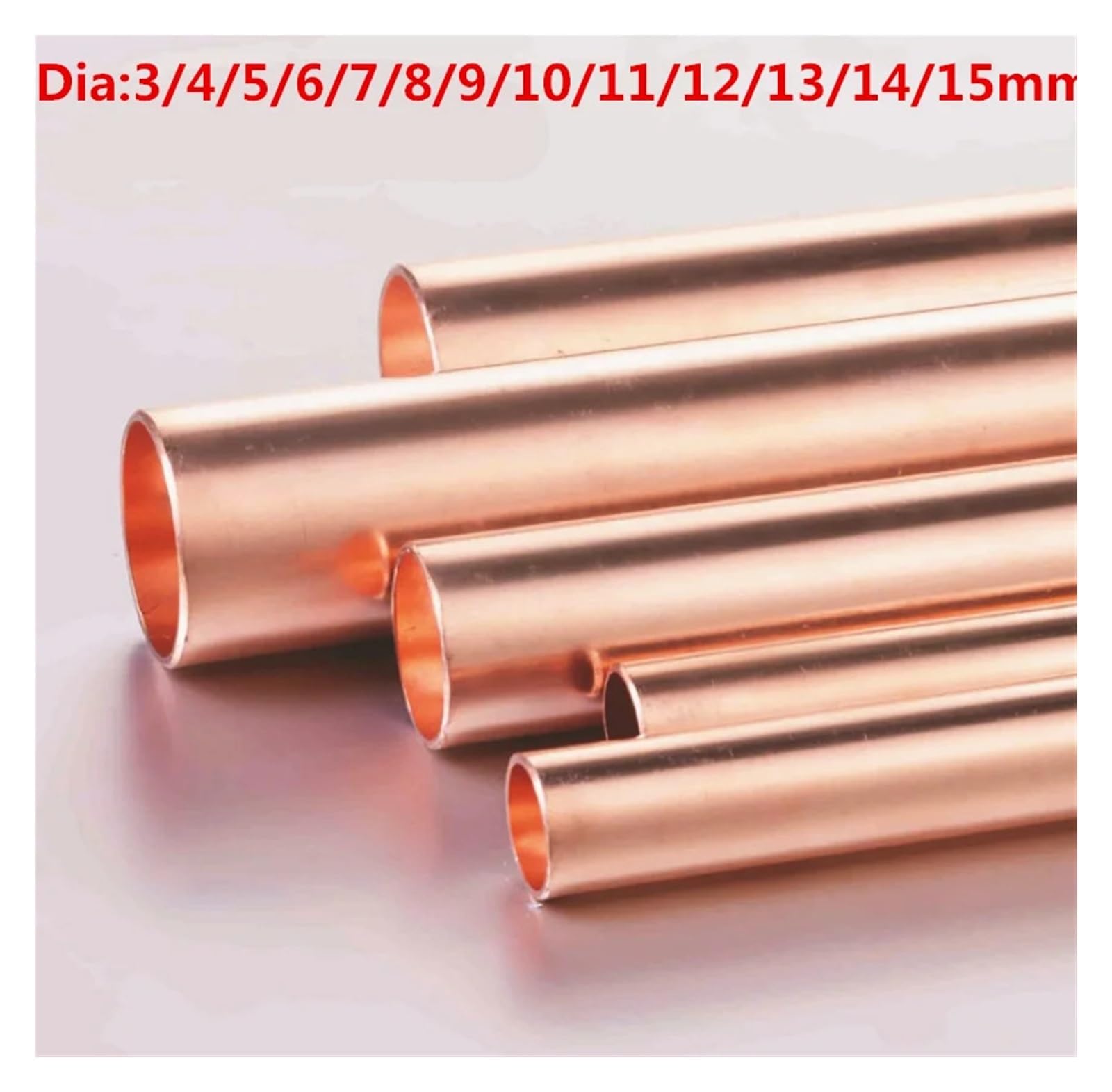 Tubi for Di Rame Rossi Da 1/2 Pezzi, Lunghezza 250/500 Mm, Diritti Cavi for L'artigianato Industriale Fai Te(500mm 1pcs,OD 14mm ID 10mm)
