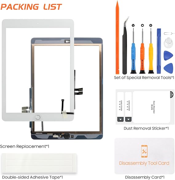 Touch Screen for iPad 6 2018 Screen Replacement for iPad 6th Generation A1893 A1954 9.7 inch Touchscreen for iPad6 Digitizer Glass Panel with Repair Tools, Black With Home Button (Not LCD) (White)