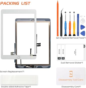 Touch Screen for iPad 6 2018 Screen Replacement for iPad 6th Generation A1893 A1954 9.7 inch Touchscreen for iPad6 Digitizer Glass Panel with Repair Tools, Black With Home Button (Not LCD) (White)