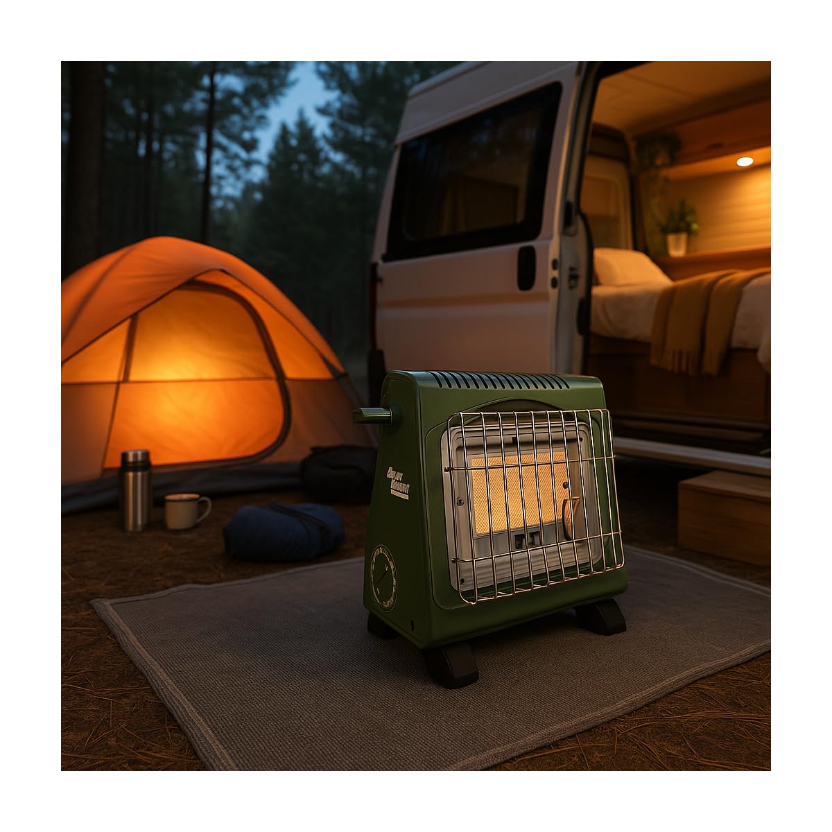 Alpen Camping - Calefactor de gas portátil 1700W Cerámico Calefacción de gas móvil Seguridad termopar ODS Ideal para interior y exterior
