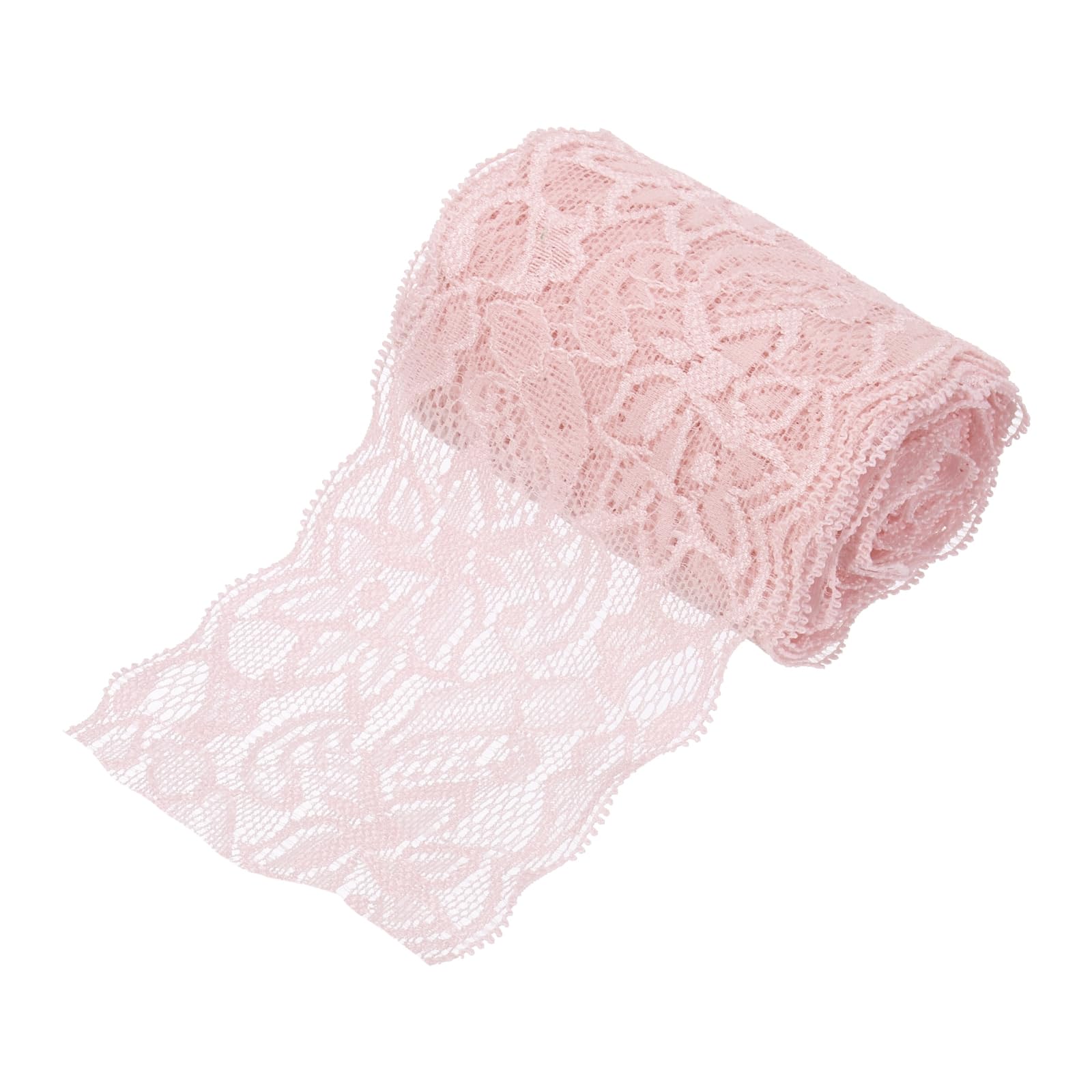 sourcing map 3 Inch Wide 5 Yard Elastic Lace Ribbon Floral Pattern Dark Pink Stretch Lace Trim Embroidered Fabric for Sewing Making, and DIY Crafts, Gift Wrapping, Bouquets, Wedding Decor