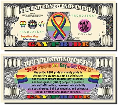 Gay Pride Million Dollar Bill - 10 Count with Bonus Clear Protector &  Christopher Columbus Bill