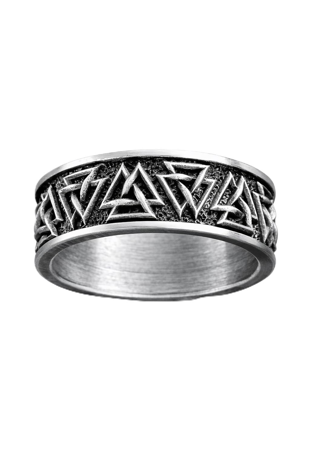 Ring VALKNUT in Sterlingsilber Wikinger Herrenring aus 925 Silber mit nordischem Symbol, Zeichen für Mut, Weisheit, Selbstverwirklichung und spirituelle Stärke