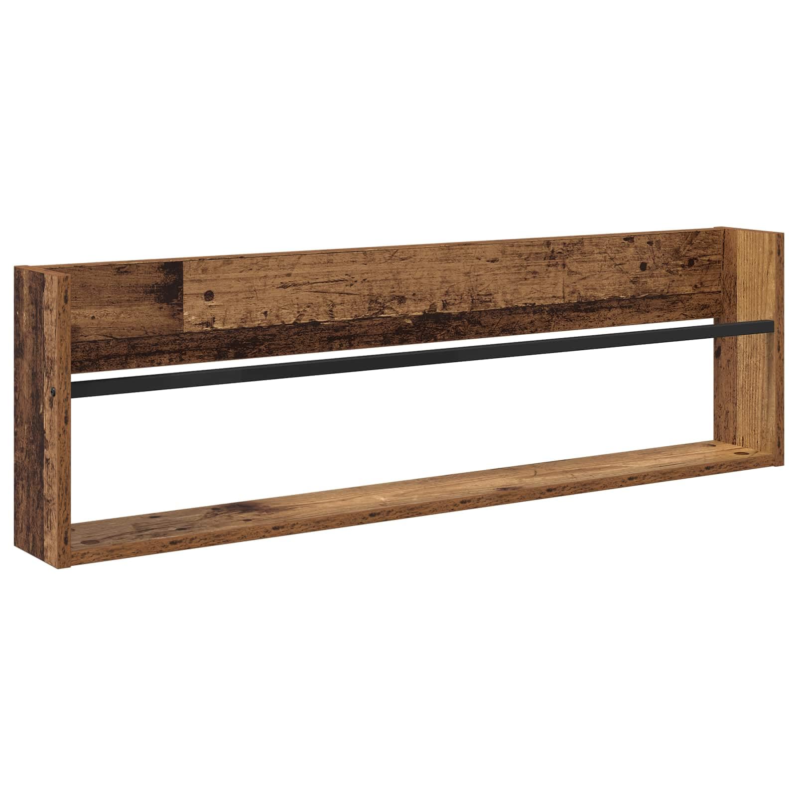 Wandmontiertes Regalbrett 2 Stück Magazinregal Altholz 100 x 12 x 30 cm Holzwerkstoff für Zeitschriften und Büroorganisation