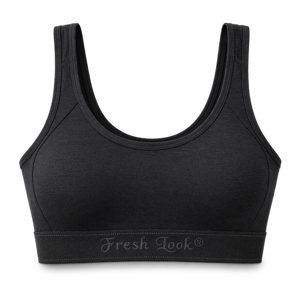 fresh look Women's Seamless Full Coverage Sports Bra, Cotton Blend, Breathable, for Light Workout (in, Numeric, 32, B, Regular, Black)-picture-22