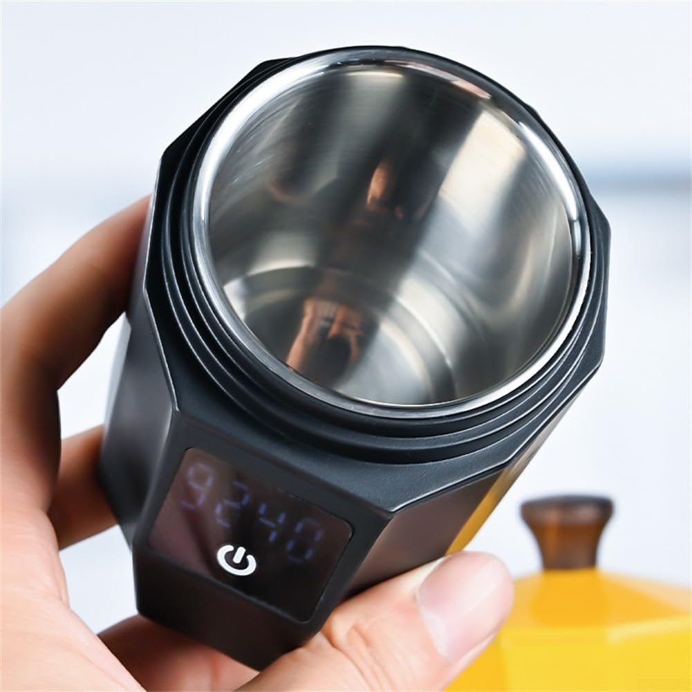 Báscula digital de café de precisión de 0,1 g, con taza dosificadora de 58 mm para moler y apisonar, báscula electrónica de cocina de 500 g de capacidad con USB recargable, color negro