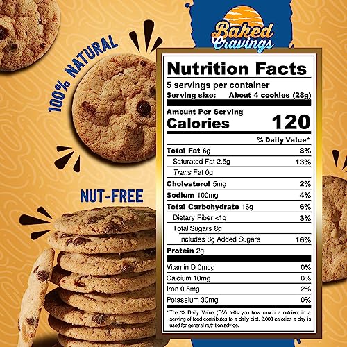 Baked Cravings Mini Chocolate Chip Cookies (24 Cookies) | Nut-Free & Peanut-Free, 100% Natural Classic And Crispy Chocolate Cookies | No Preservatives thumb #1