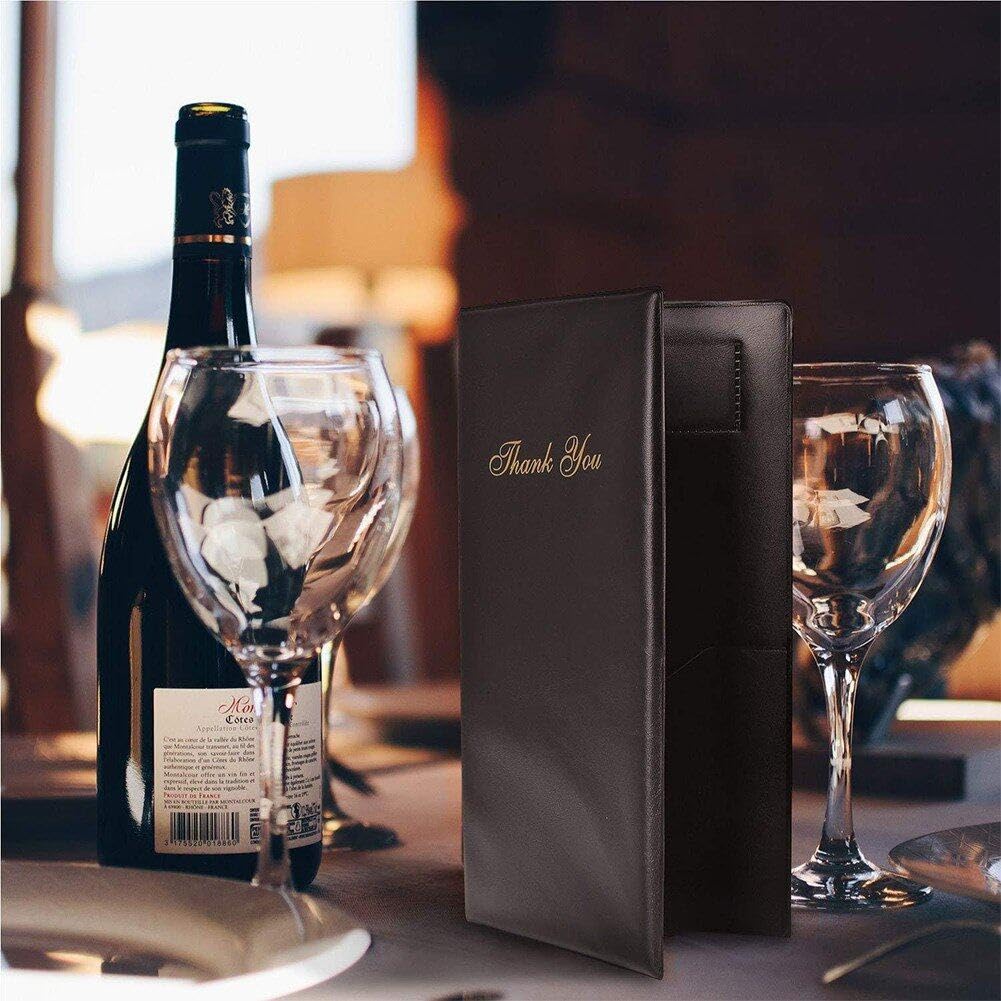 Skórzany uchwyt na rachunki restauracyjne, 4 szt. etui na karty czekowe dla gości ze złotym nadrukiem, uchwyt na menu do kawiarni baru