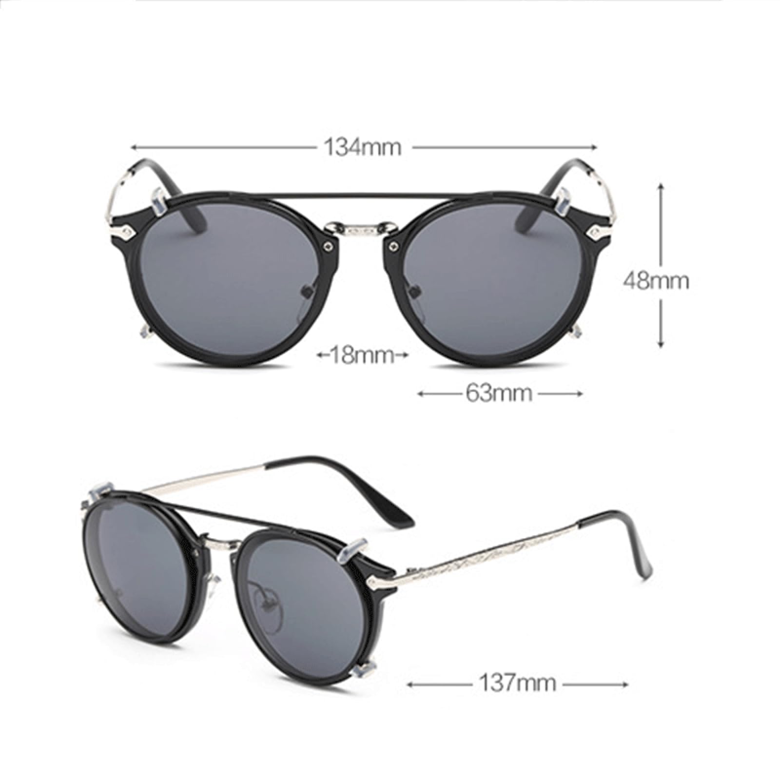 Gafas de sol con protección UV400 | Lentes redondas Steampunk de doble capa extraíbles | Para mujeres, hombres, deportes al aire libre y conducción