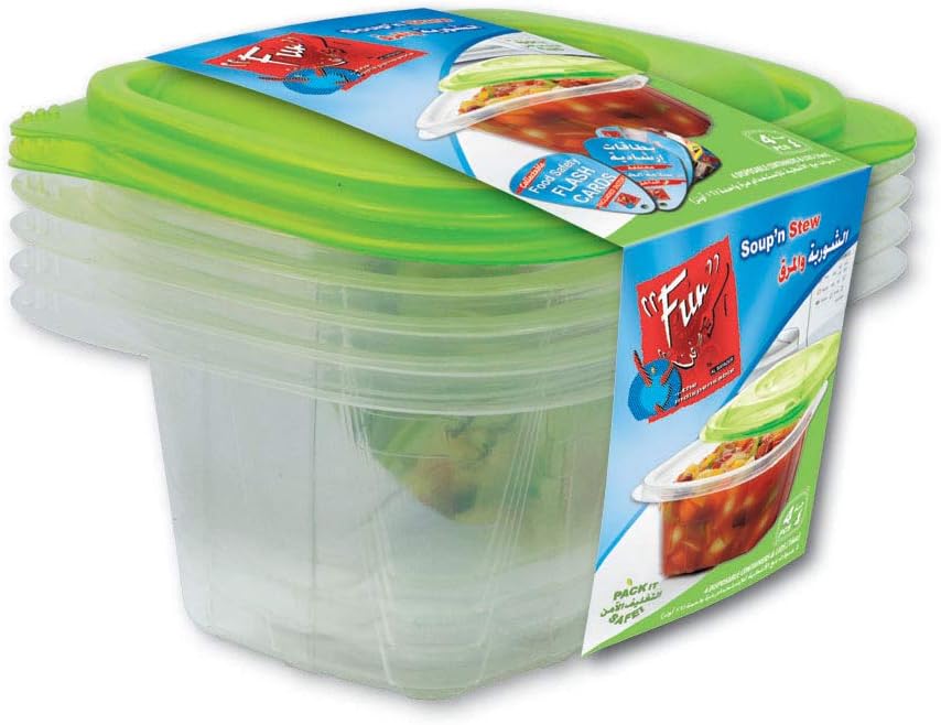 FUN BY AL BAYADER فن Indispensable Disposable Multipurpose Plastic Food Container Set With Lid/Meal Prep - Pack Of 4-16Oz