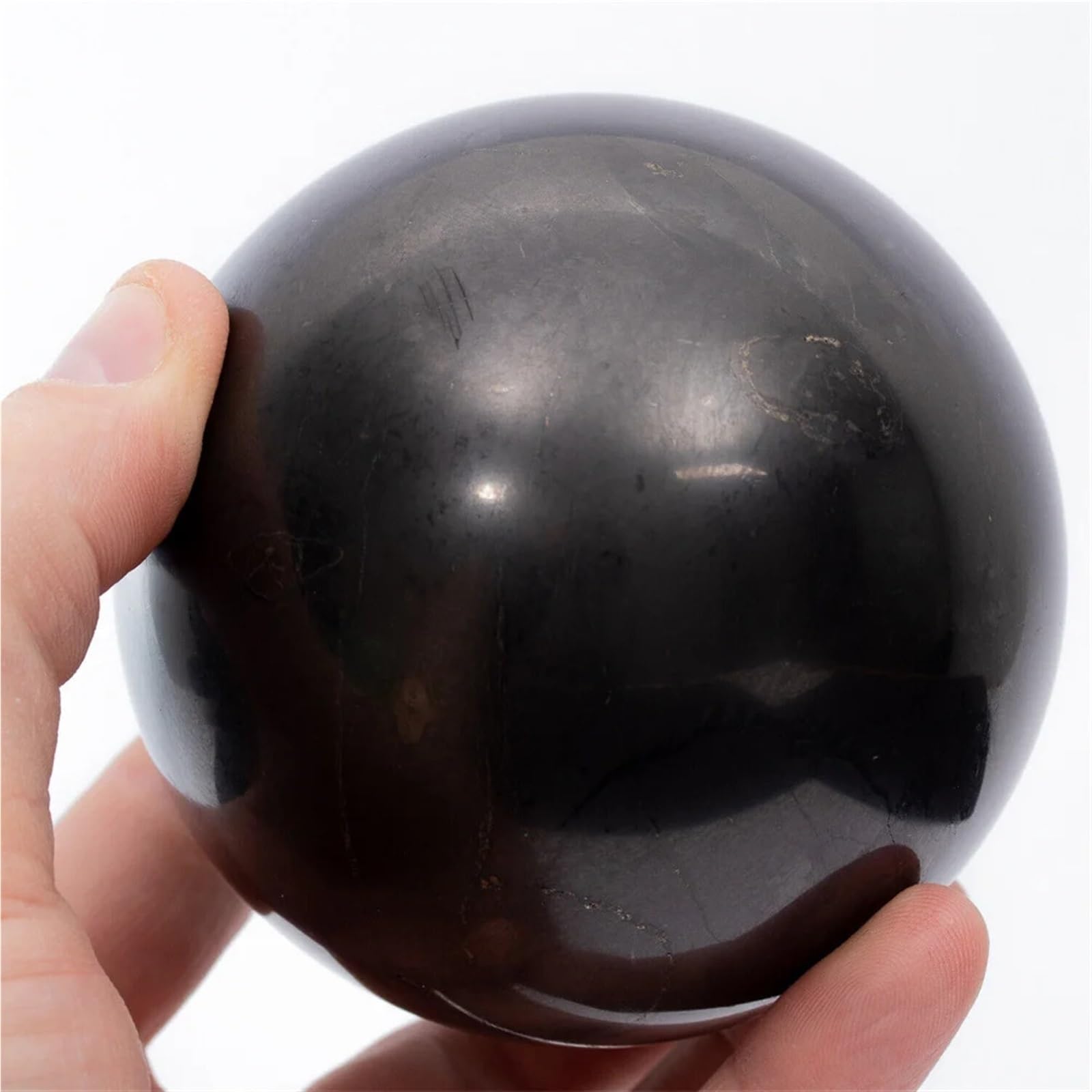 HAOYUNS Beautiful Natural Shungite Crystal Sphere Feng Shui Home Decor for Health & Harmony(40mm)