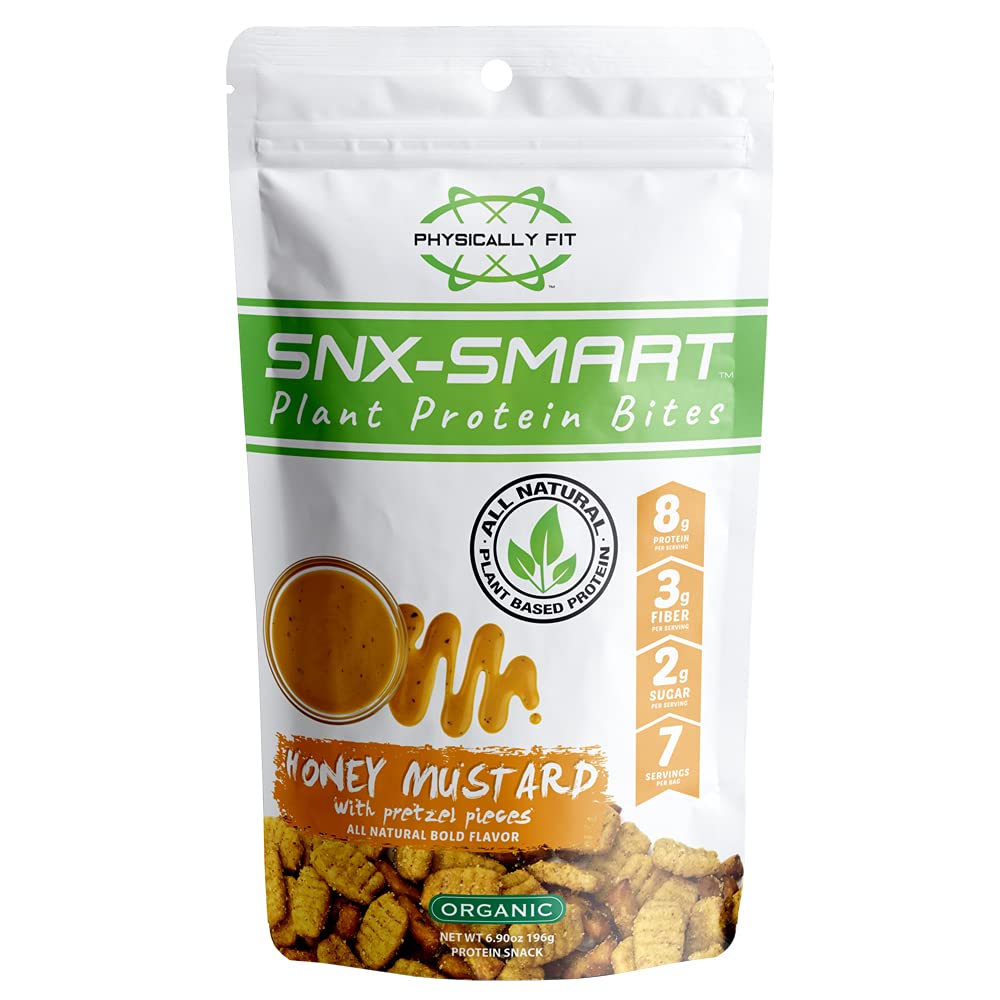 SNX-Smart Crispy Plant Protein Bites, Honey Mustard with Pretzel Pieces, 7 Servings, 56 Grams of Protein per Bag, 6.9 Ounce