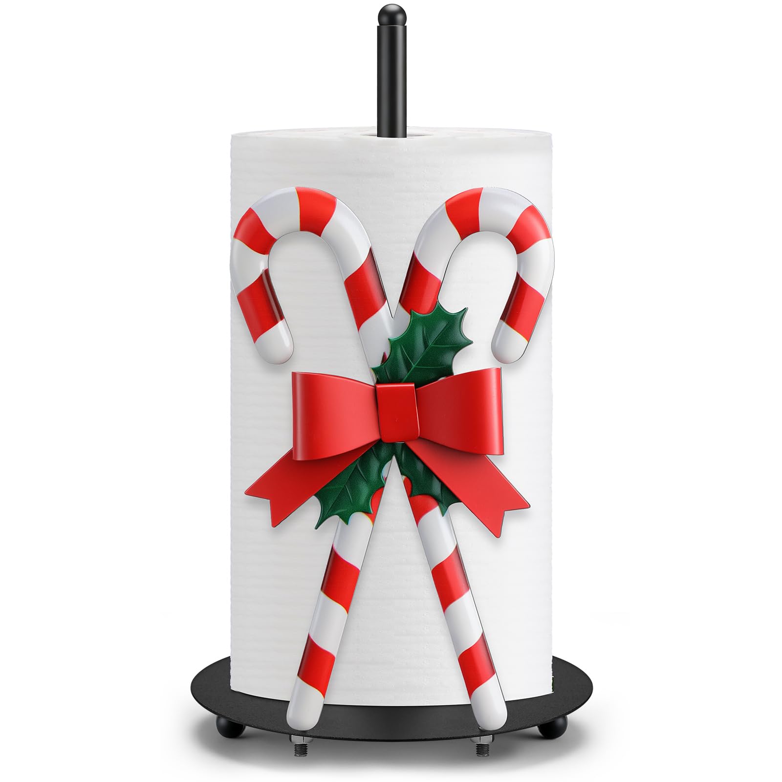 Photo 1 of Honeydak Candy Cane Christmas Paper Towel Holder Metal Christmas Kitchen Decor Bathroom Accessories Rustic Candy Cane Dispenser Kitchen Paper Holder Stand for Countertop Toilet Home
