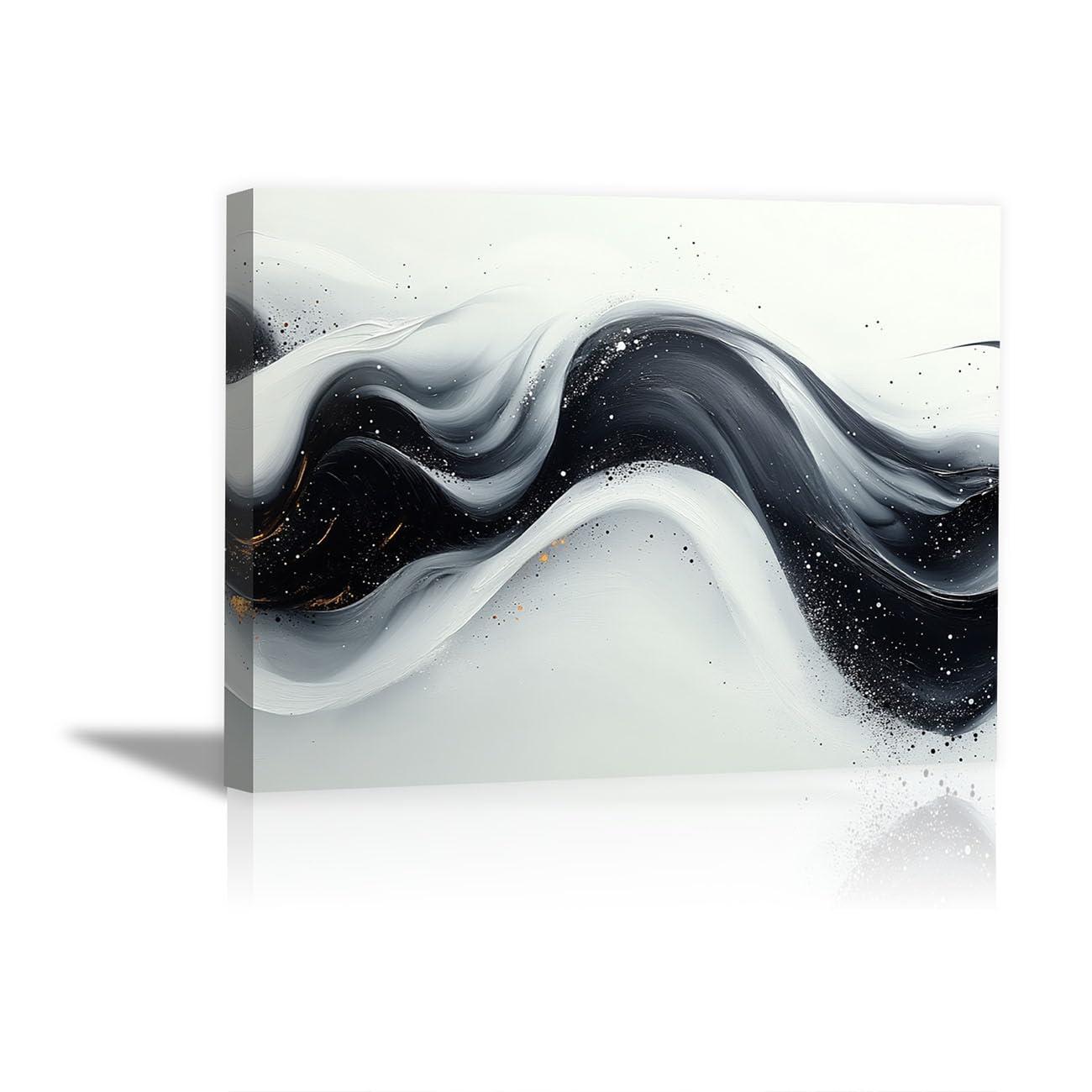 TODOAA Cuadro Abstracto Modernos Lienzo Fluido de oro negro blanco y negro cuadros -Salon baño Comedor dormitorio Decoración de pared（negro-40x60cm Enmarcado