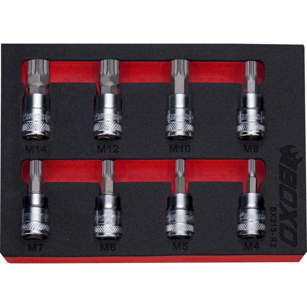3/8" Drive Spline Bit Socket Set 8 Pcs BOXO BX313-R2
