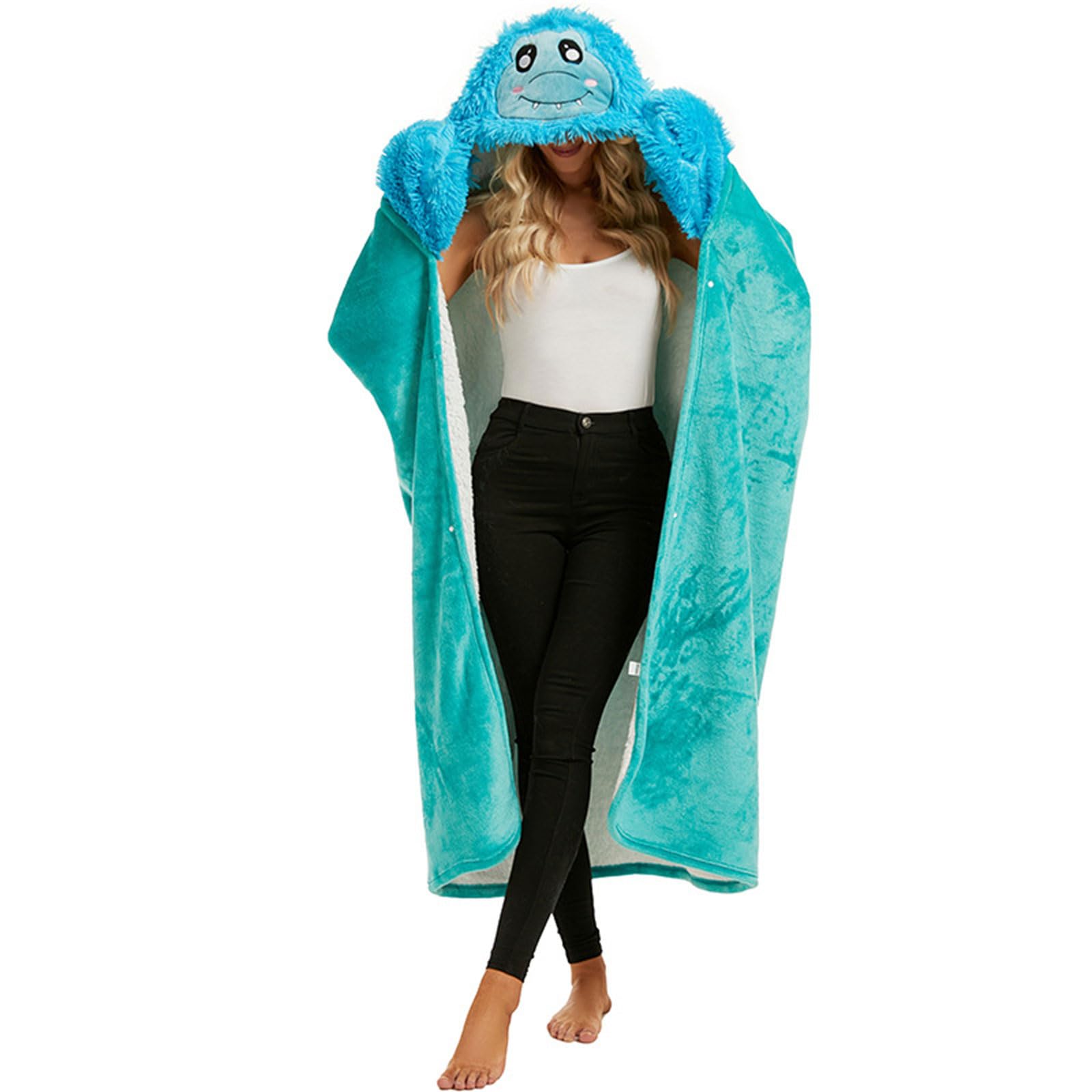 Xinsheinelry Hooded Blanket Cuddly with Sleeves and Hood for Watching Working and Snuggling Girls Wearable Snuggled Soft Stylish
