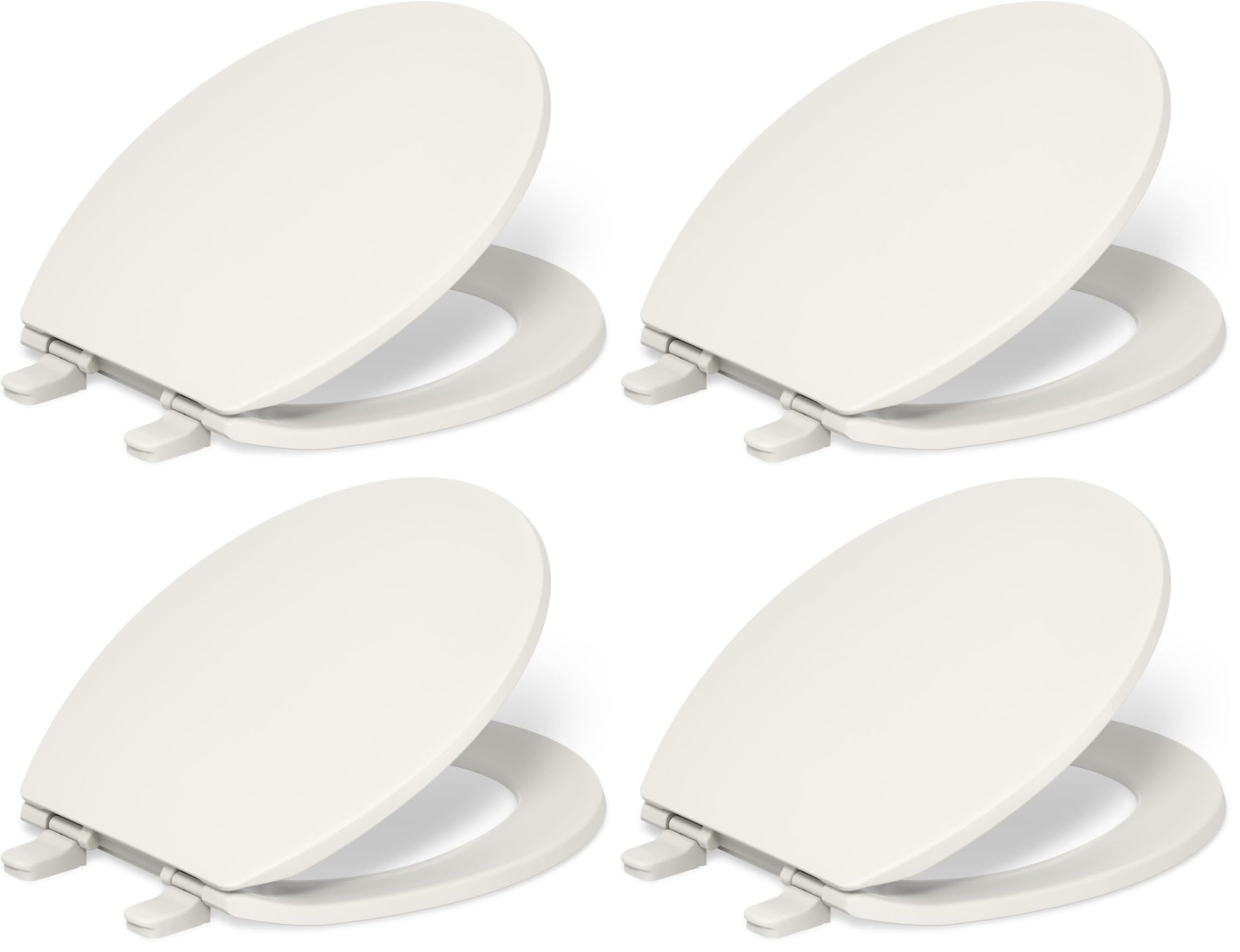 KOHLER K-4775-96 Brevia Round Toilet Seat with Quick-Release Hinges And Quick-Attach Hardware For Easy Clean, Biscuit (Pack of 4)
