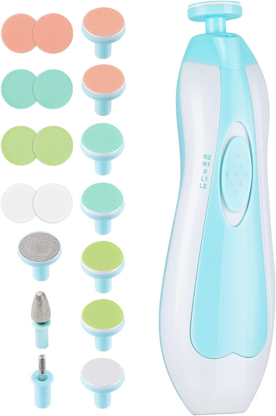 Zooawa Baby Nail Clippers Kit Lima electrica uñas, Safe Electric Nail File Grooming Tool Grinding Trimmer Manicure for Newborn Infant Adult Toes + Fingernails, with LED Light, Light Blue Zooawa Baby Nail Clippers Kit Lima electrica uñas, Safe Electric Nail File Grooming Tool Grinding Trimmer Manicure for Newborn Infant Adult Toes + Fingernails, with LED Light, Light Blue