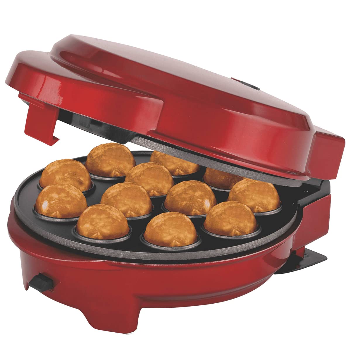 Epiq 3-in-1 Cake Maker Donut-, Muffin-,Cup- und Popcake-Maker 3 auswechselbare Backplatten, Rot Metallic,700 Watt,antihaftbeschichtet, 80000732