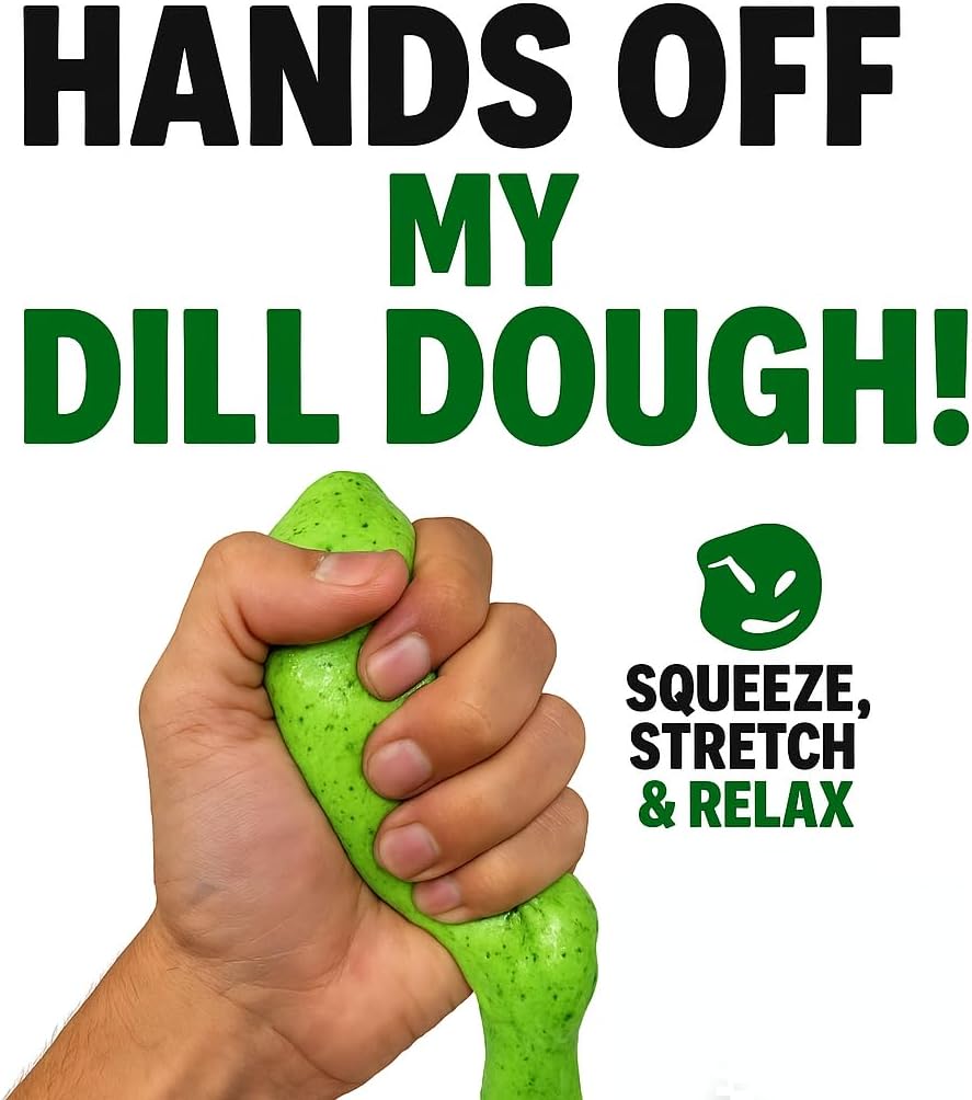 Dill Dough Stress Relief Putty - Funny Pickle Gag Gift for Adults, Weird Stress Relief Toys for Girlfriends, Dill Scented Stress Putty, Stocking Stuffers for Women