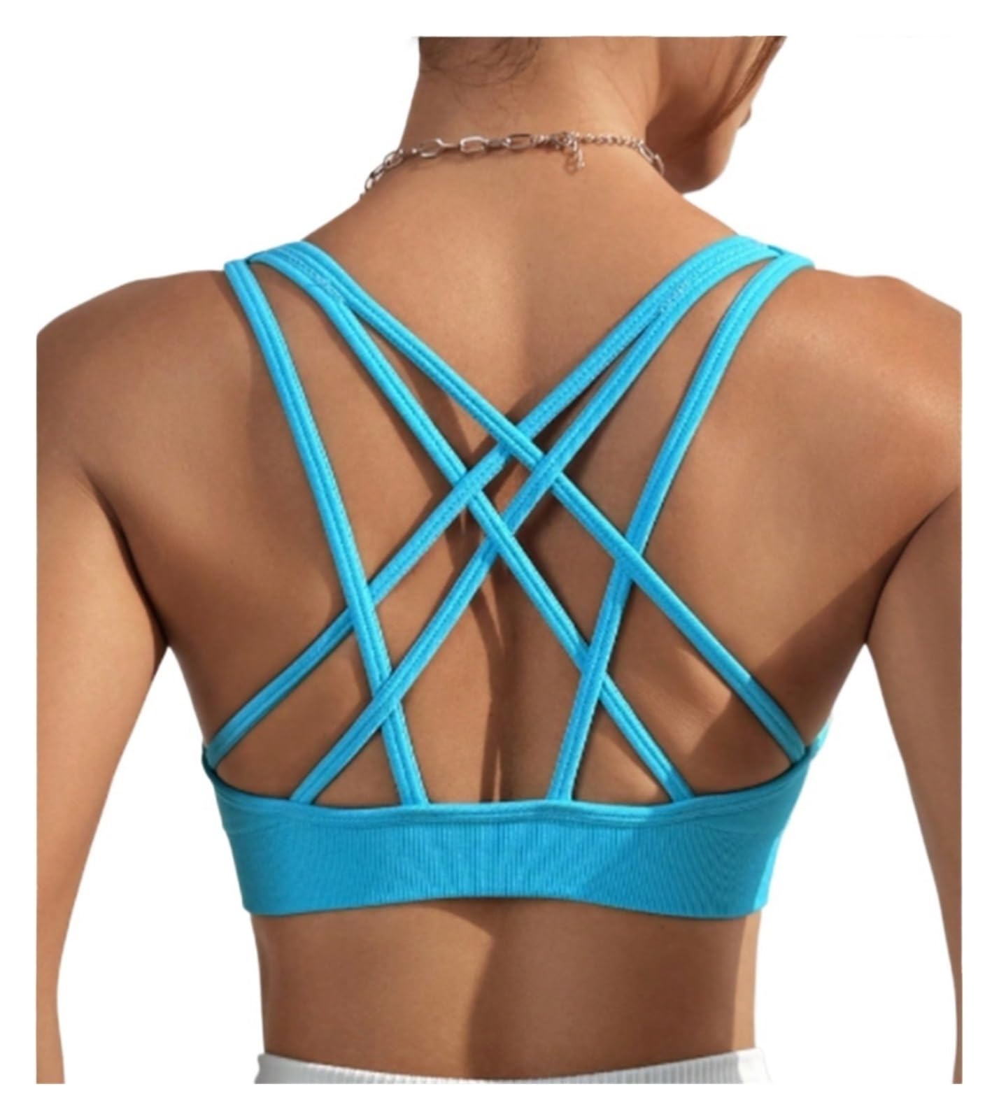 Sujetador Deportivo Sujetador Deportivo con Espalda Cruzada For Mujer, De Yoga Soporte Medio Copas Extraíbles Mujer(Large)