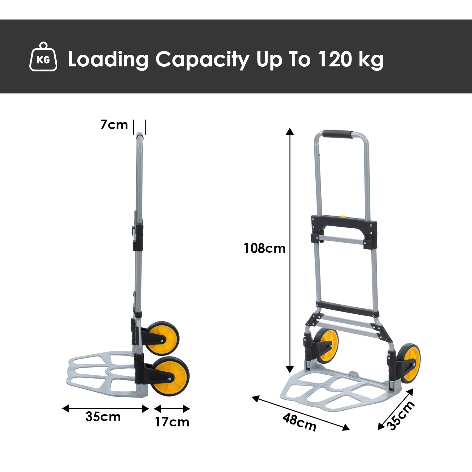 TOPWAY Klappbare Sackkarre Aluminium, Faltbarer Transportwagen mit Plattform, 120 kg Tragkraft, Teleskopgriff, multifunktionaler Handwagen für Haushalt, Büro & Garage, 552174