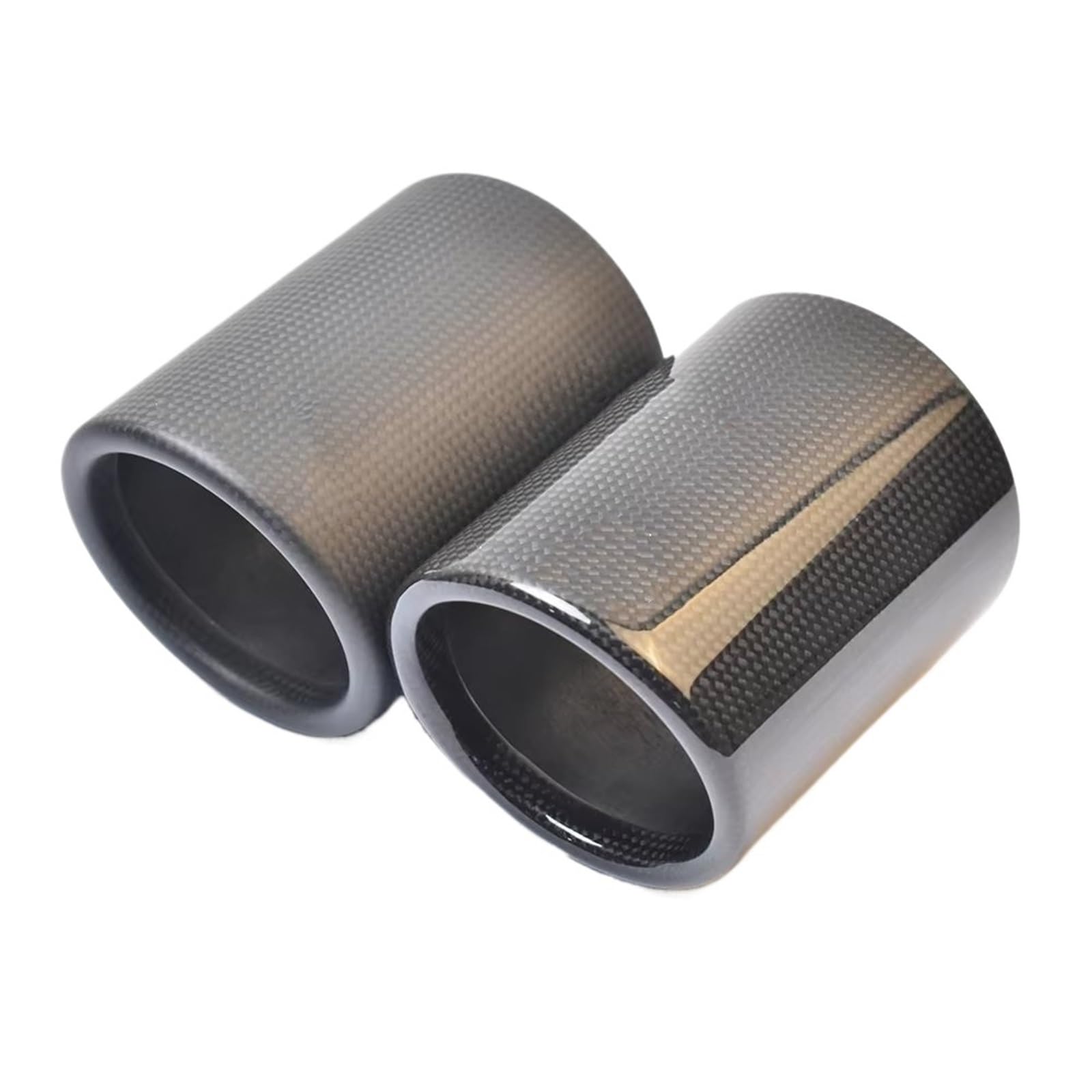 Fbxmjoa Exhaust Tip Trim 1 Piece Car Universal Case Glossy Matt Exhaust Housing Carbon Fiber Pipe Tip Cover Exhaust Tail Tip(76mm Curly glossy)