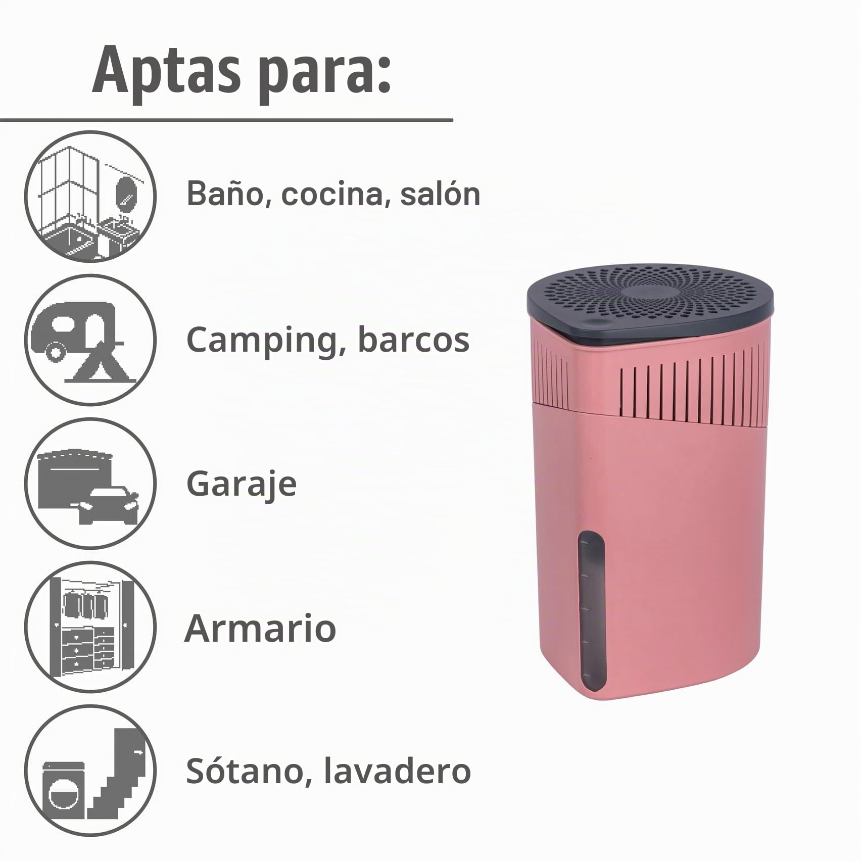 WENKO Deshumificador Drop 1000 g rosa Capacidad: 1.6 l, Plástico (ABS), 15 x 23 x 15 cm, Rosa